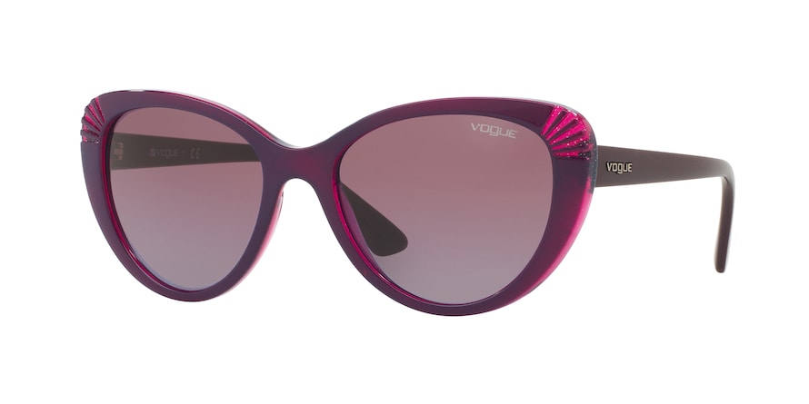 Vogue VO5050S Cat Eye Sunglasses  24308H-TOP VIOLET/TR VIOLET/GLITTER 54-18-135 - Color Map purple/reddish