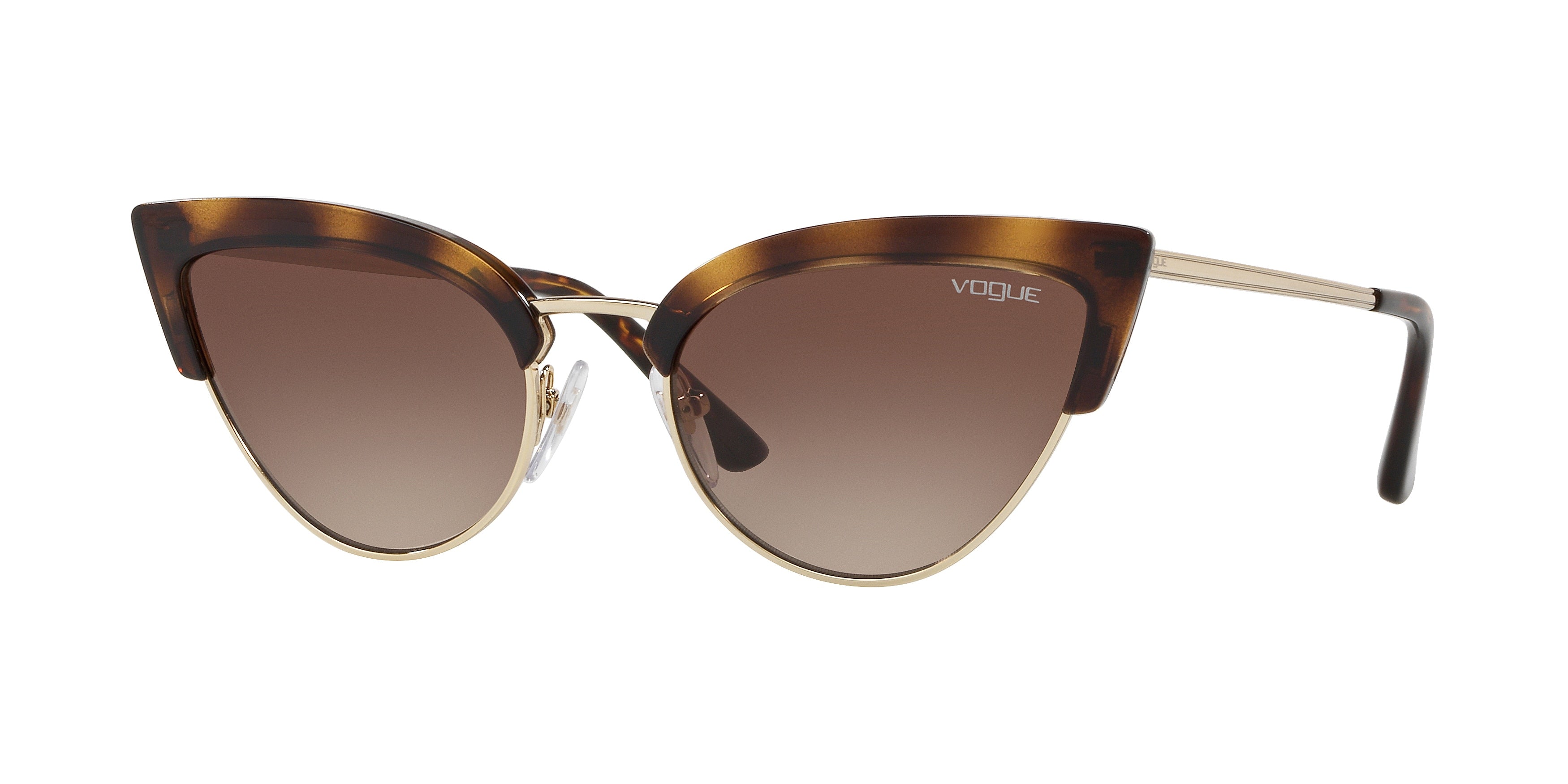 Vogue VO5212S Cat Eye Sunglasses  W65613-Top Dark Havana/Pale Gold 55-140-19 - Color Map Brown