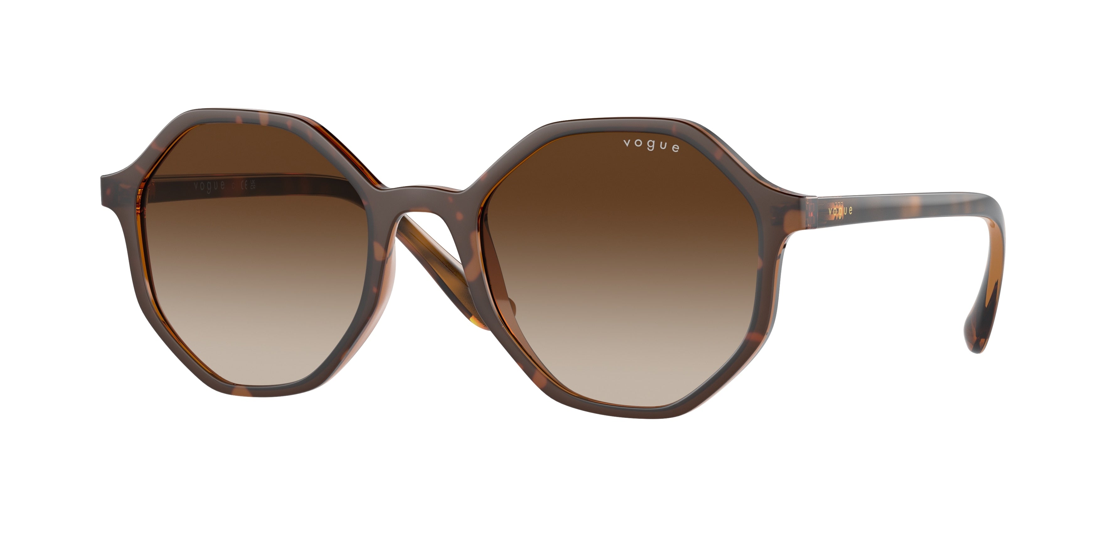 Vogue VO5222S Irregular Sunglasses  238613-Top Havana/ Brown Transparent 52-140-20 - Color Map Brown