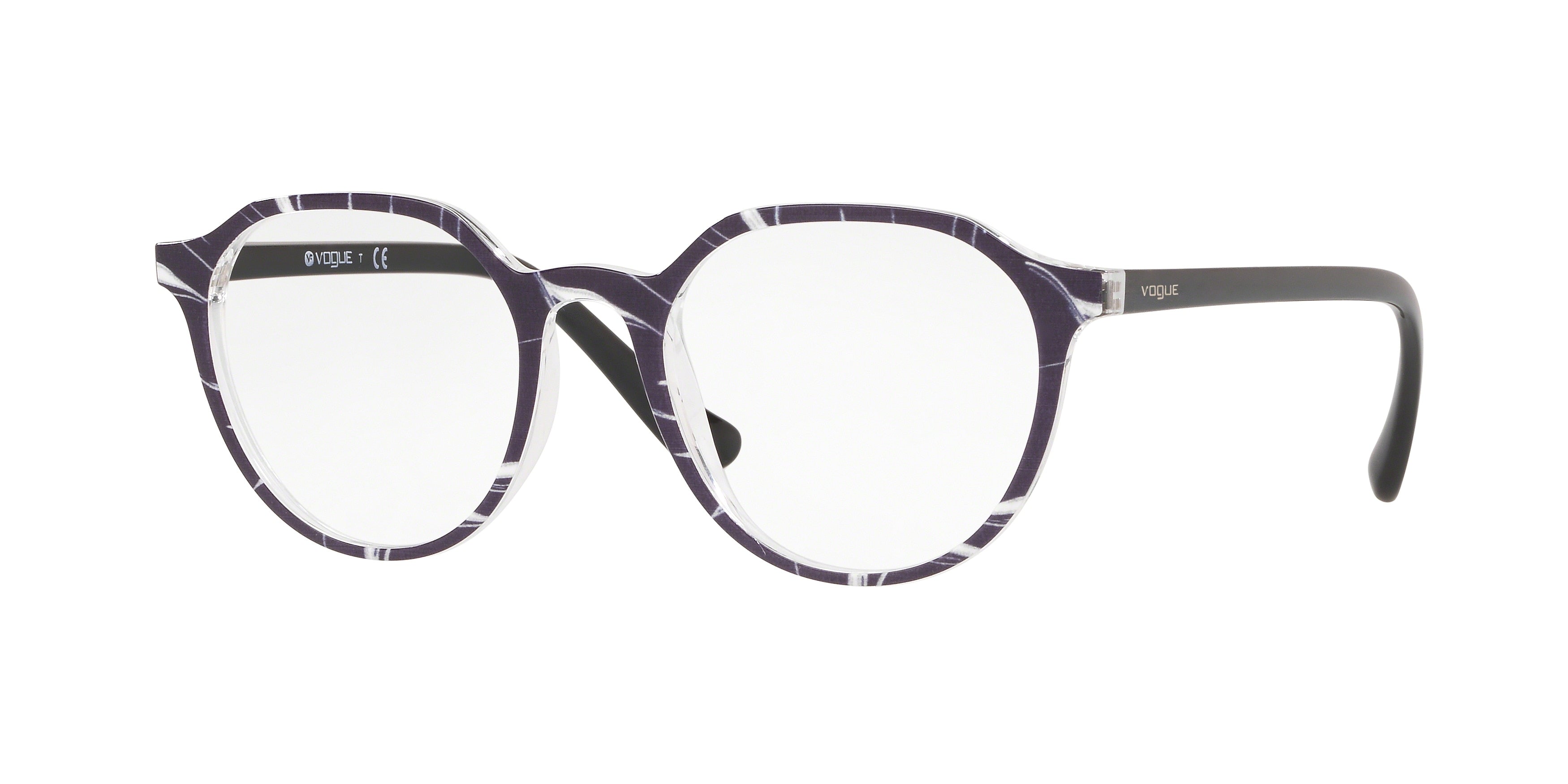 Vogue VO5226 Irregular Eyeglasses  2698-Top Black/Texture Transparent 50-140-19 - Color Map Black