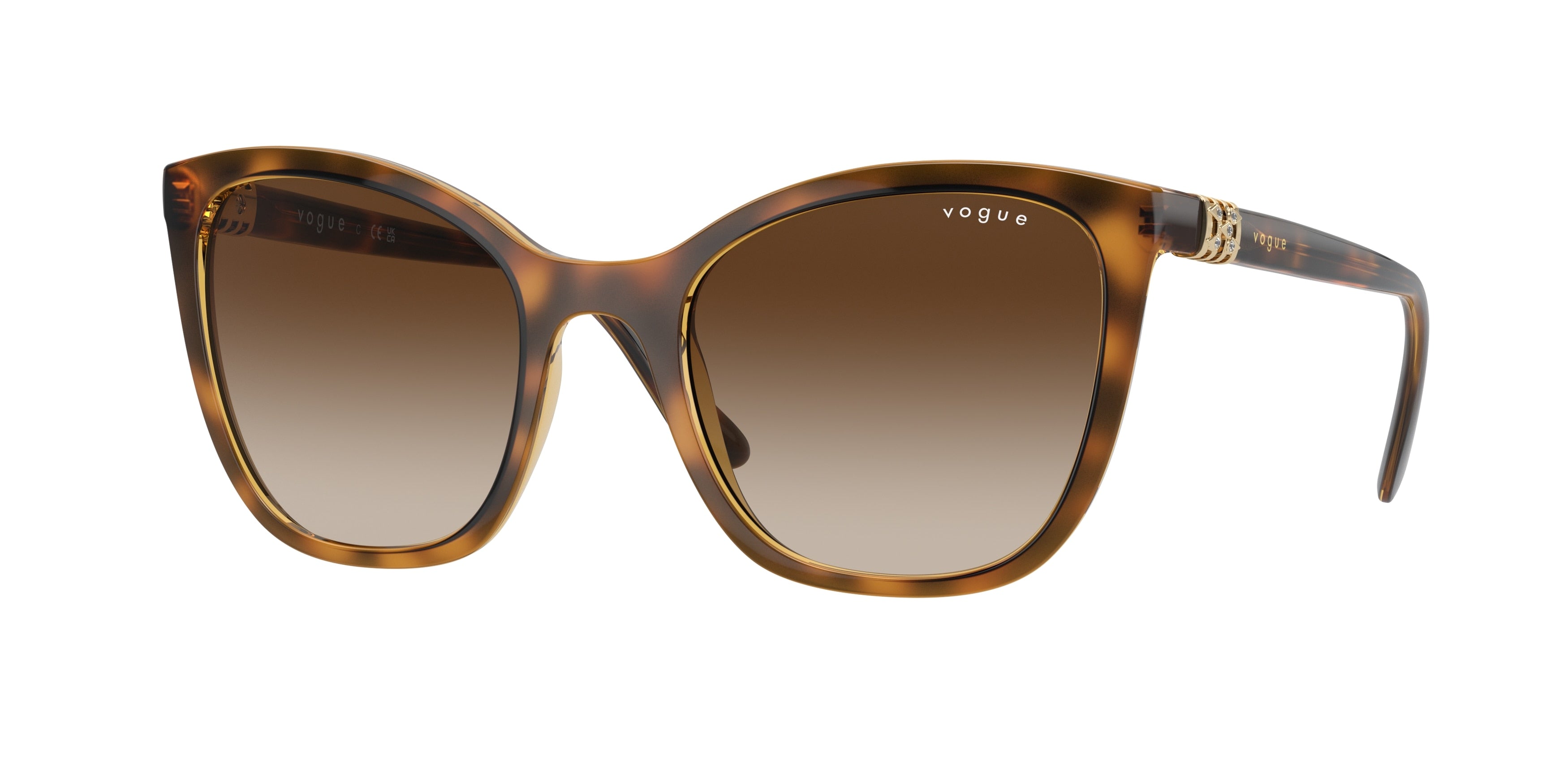 Vogue VO5243SB Butterfly Sunglasses  W65613-Dark Havana 53-140-21 - Color Map Brown