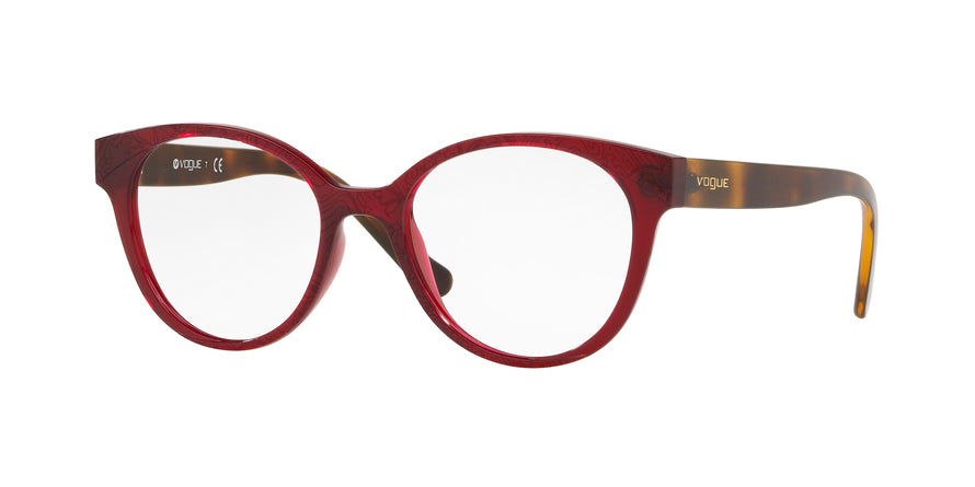 Vogue VO5244 Round Eyeglasses  2672-OPAL DARK RED/SERIGRAPHY 51-17-140 - Color Map red
