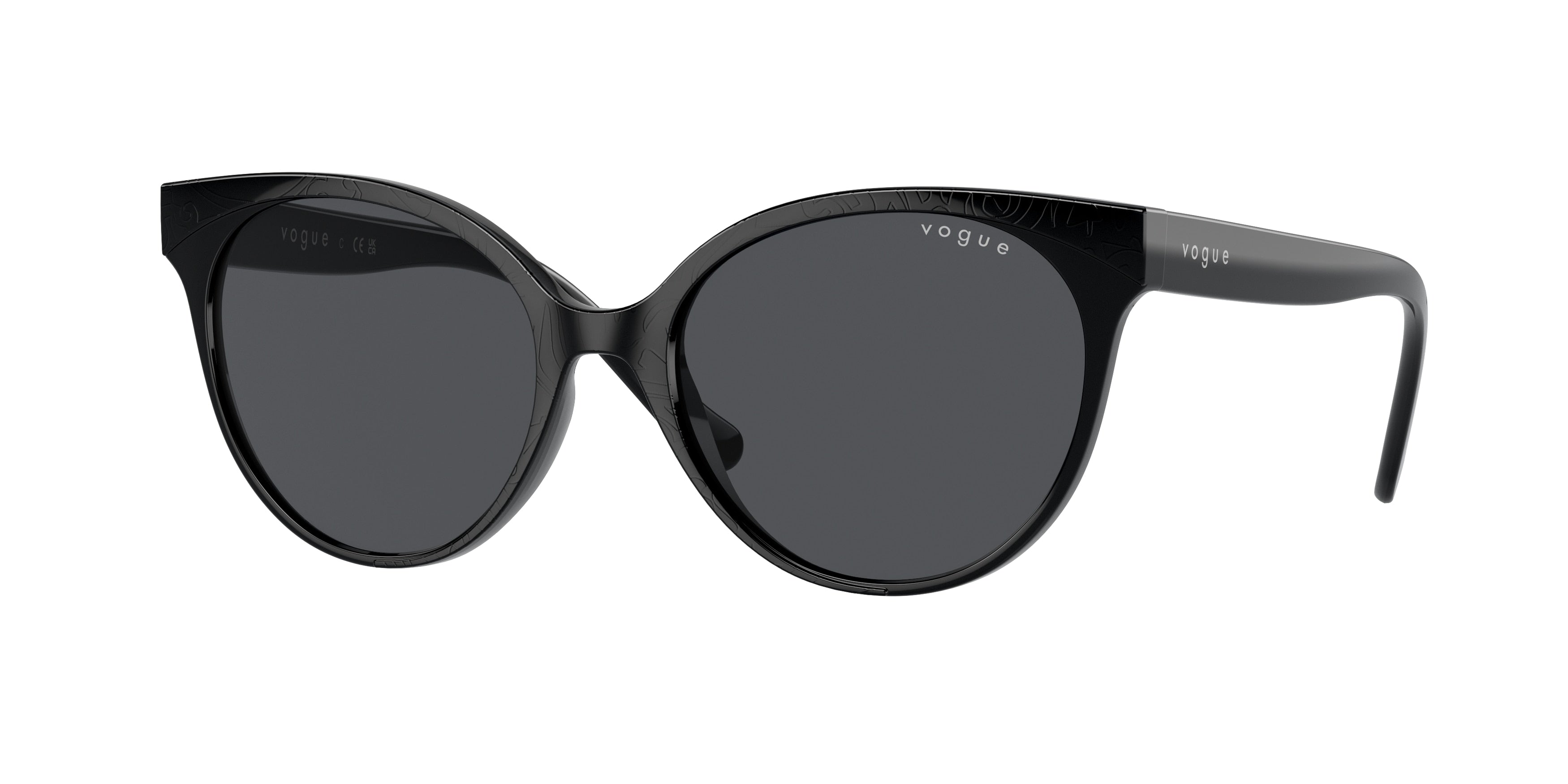 Vogue VO5246S Round Sunglasses  W44/87-Top Black/Serigraphy 53-140-17 - Color Map Black