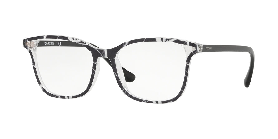 Vogue VO5256 Rectangle Eyeglasses  2698-TOP BLACK/TEXT WHITE TRANSP 53-16-140 - Color Map multi
