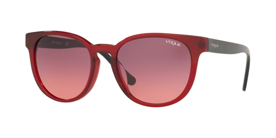 Vogue VO5271SF Square Sunglasses  194720-TRANSPARENT DARK RED 55-19-140 - Color Map red