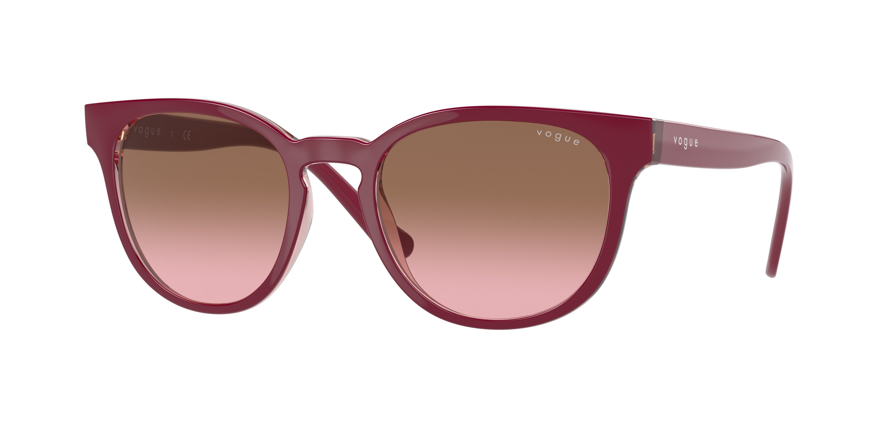 Vogue VO5271S Square Sunglasses  296014-Top Bordeaux/Flowers Red 53-140-20 - Color Map Red