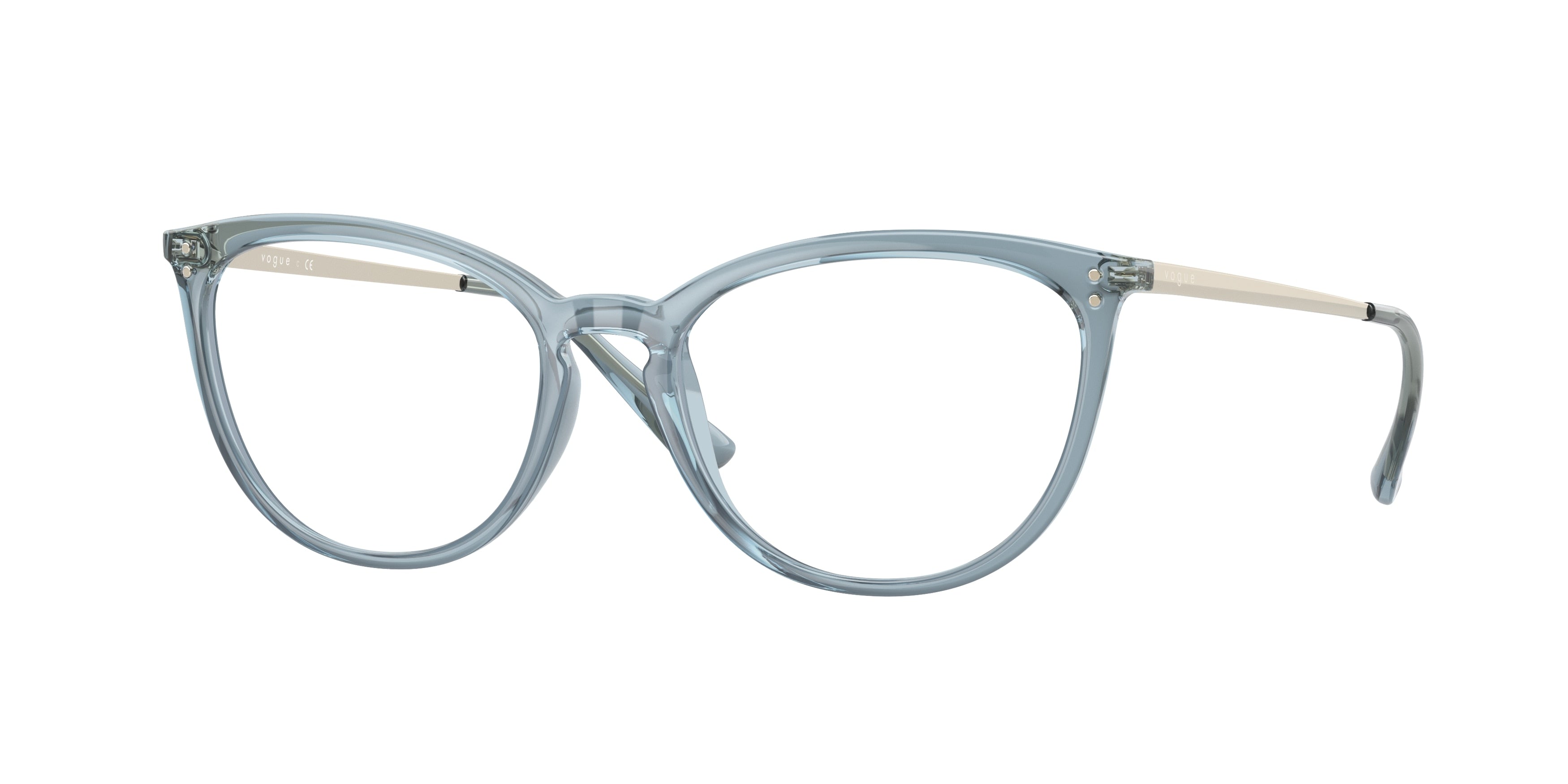 Vogue VO5276 Cat Eye Eyeglasses  2966-Transparent Blue 53-140-17 - Color Map Blue