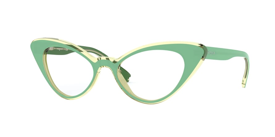 Vogue VO5317 Cat Eye Eyeglasses  2810-TOP LIGHT GREEN/BEIGE TRANSP 49-17-135 - Color Map green