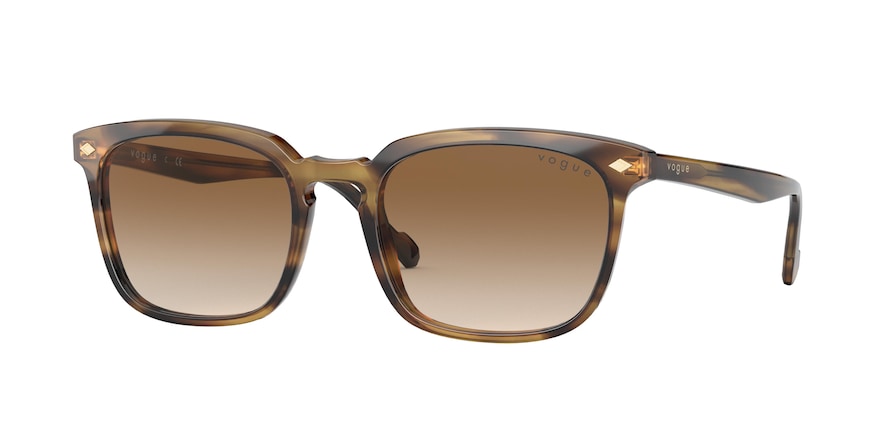 Vogue VO5347S Rectangle Sunglasses  285613-STRIPED LIGHT HAVANA 53-19-145 - Color Map light brown