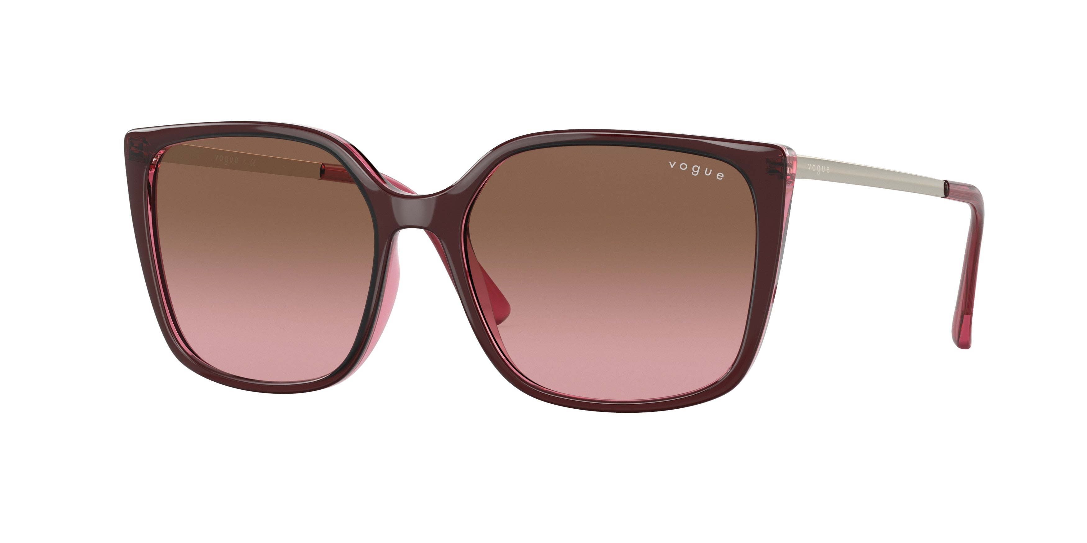 Vogue VO5353S Square Sunglasses  287314-Top Red On Transparent Pink 53-140-16 - Color Map Red