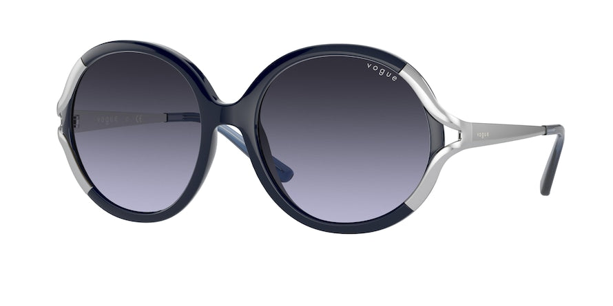 Vogue VO5354S Round Sunglasses  28764Q-NAVY BLUE 56-18-135 - Color Map blue