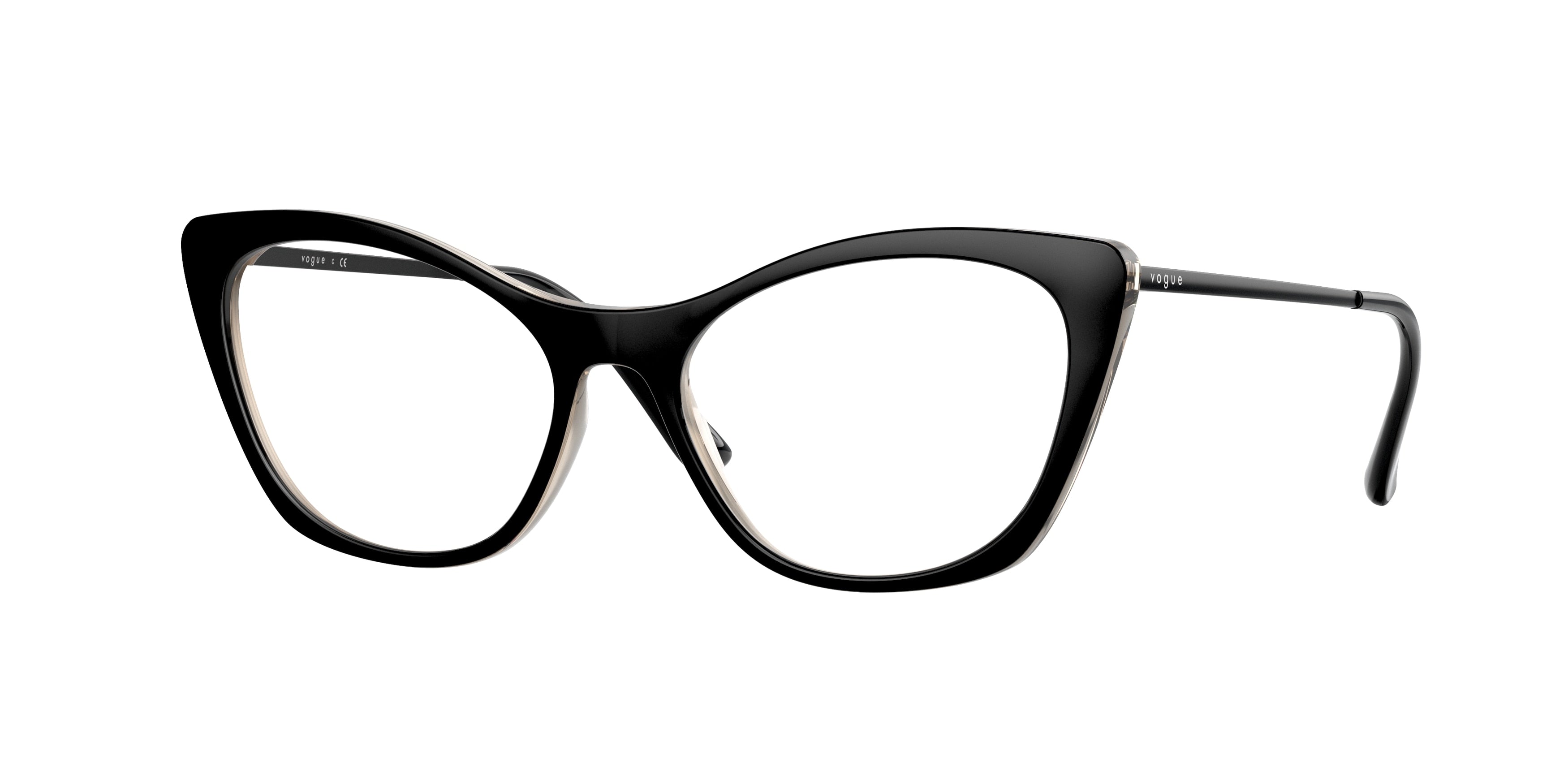Vogue VO5355 Cat Eye Eyeglasses  2839-Top Black/ Brown Serigraphy 51-135-16 - Color Map Black