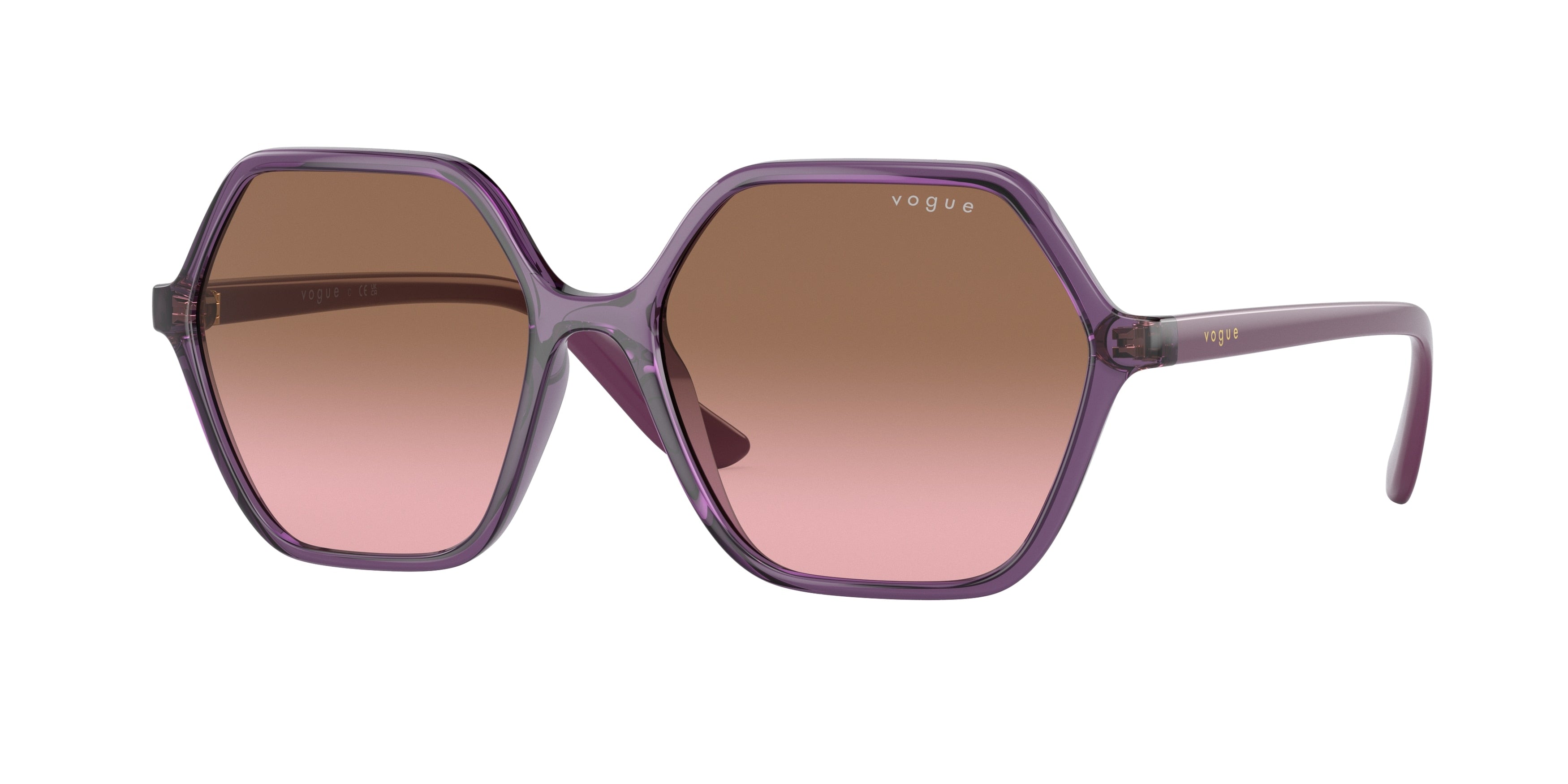Vogue VO5361S Rectangle Sunglasses  302414-Transparent Violet 55-140-16 - Color Map Violet