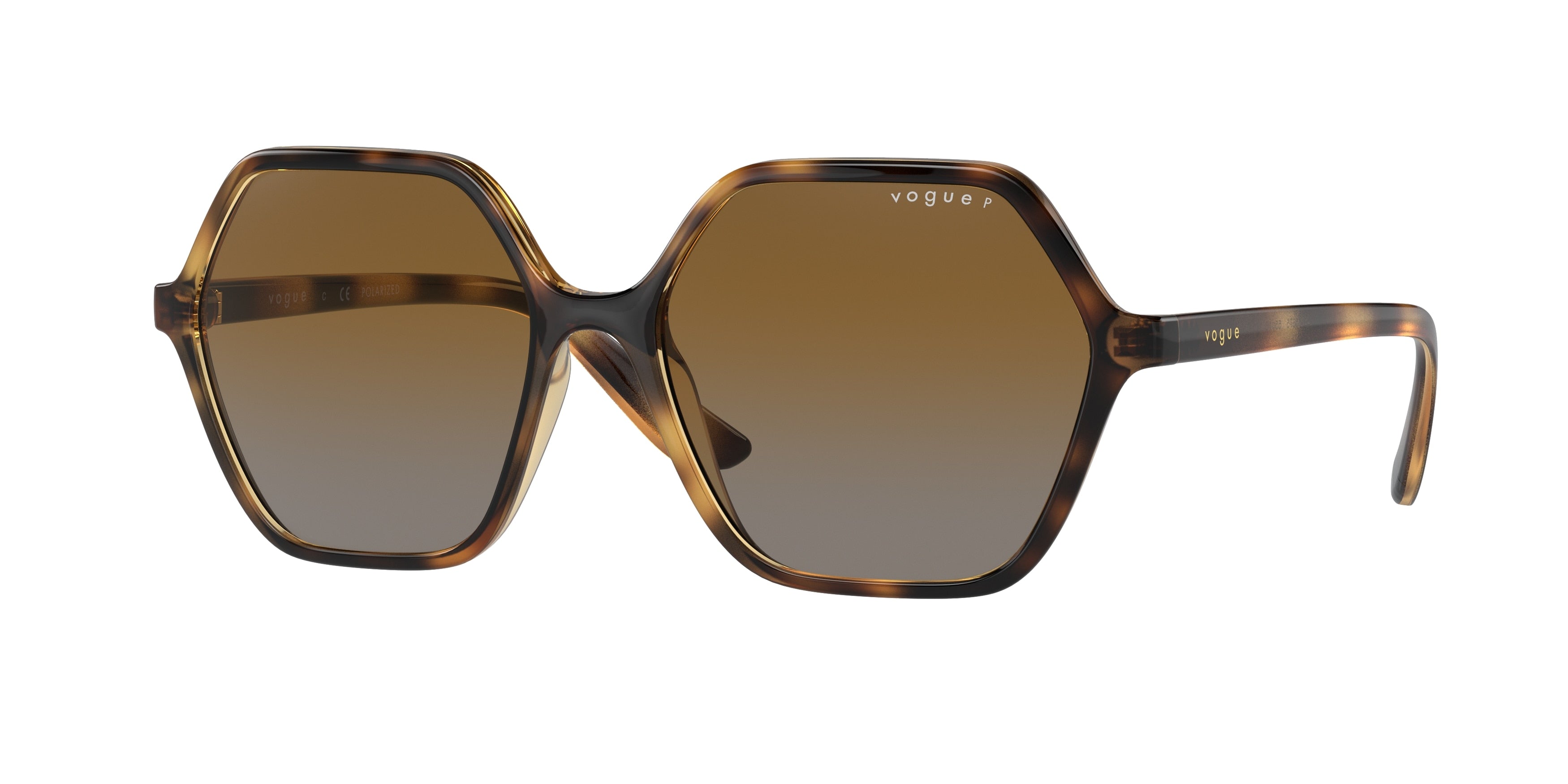 Vogue VO5361S Rectangle Sunglasses  W656T5-Dark Havana 55-140-16 - Color Map Brown
