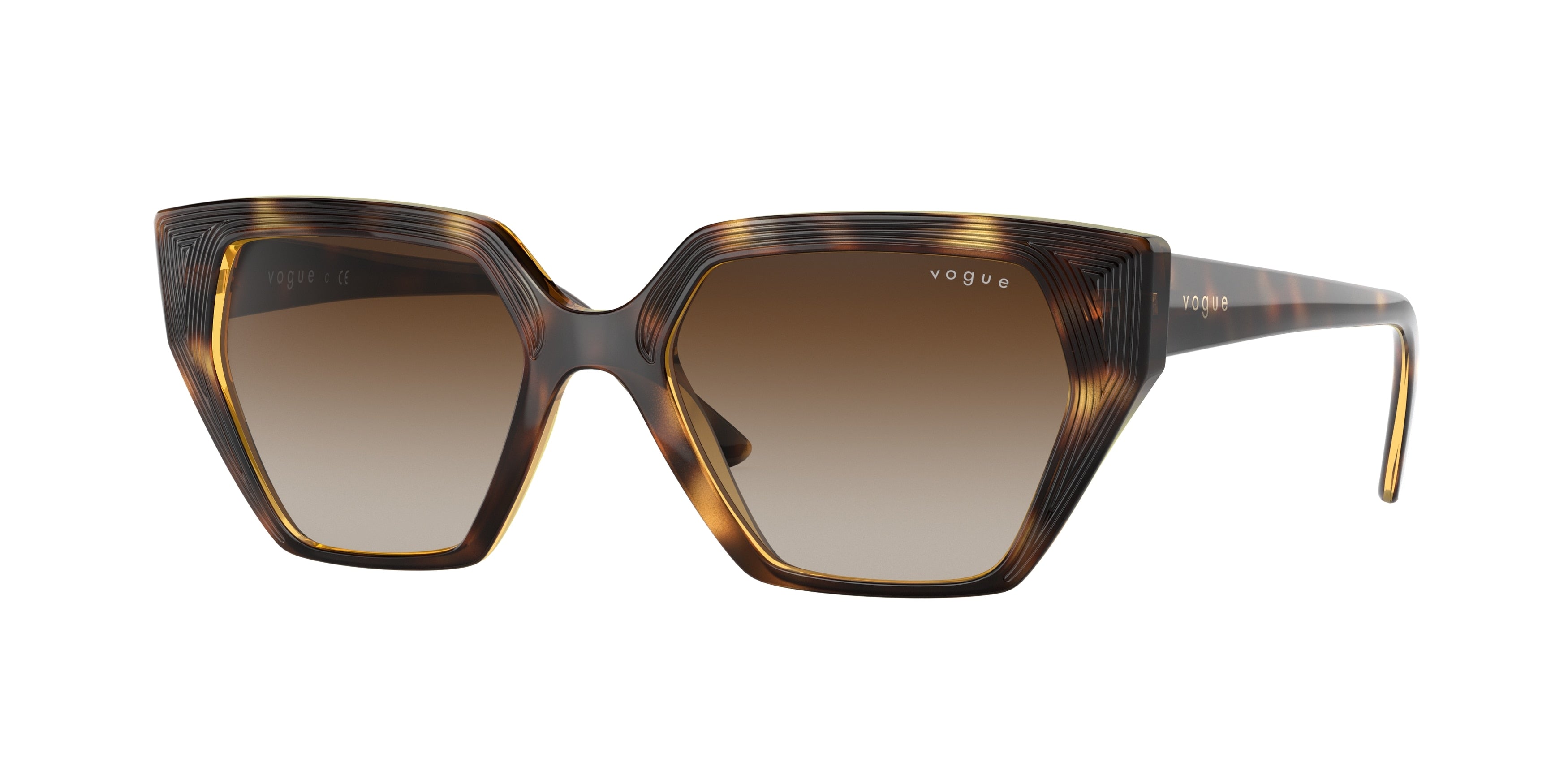 Vogue VO5376S Irregular Sunglasses  W65613-Dark Havana 51-140-18 - Color Map Brown
