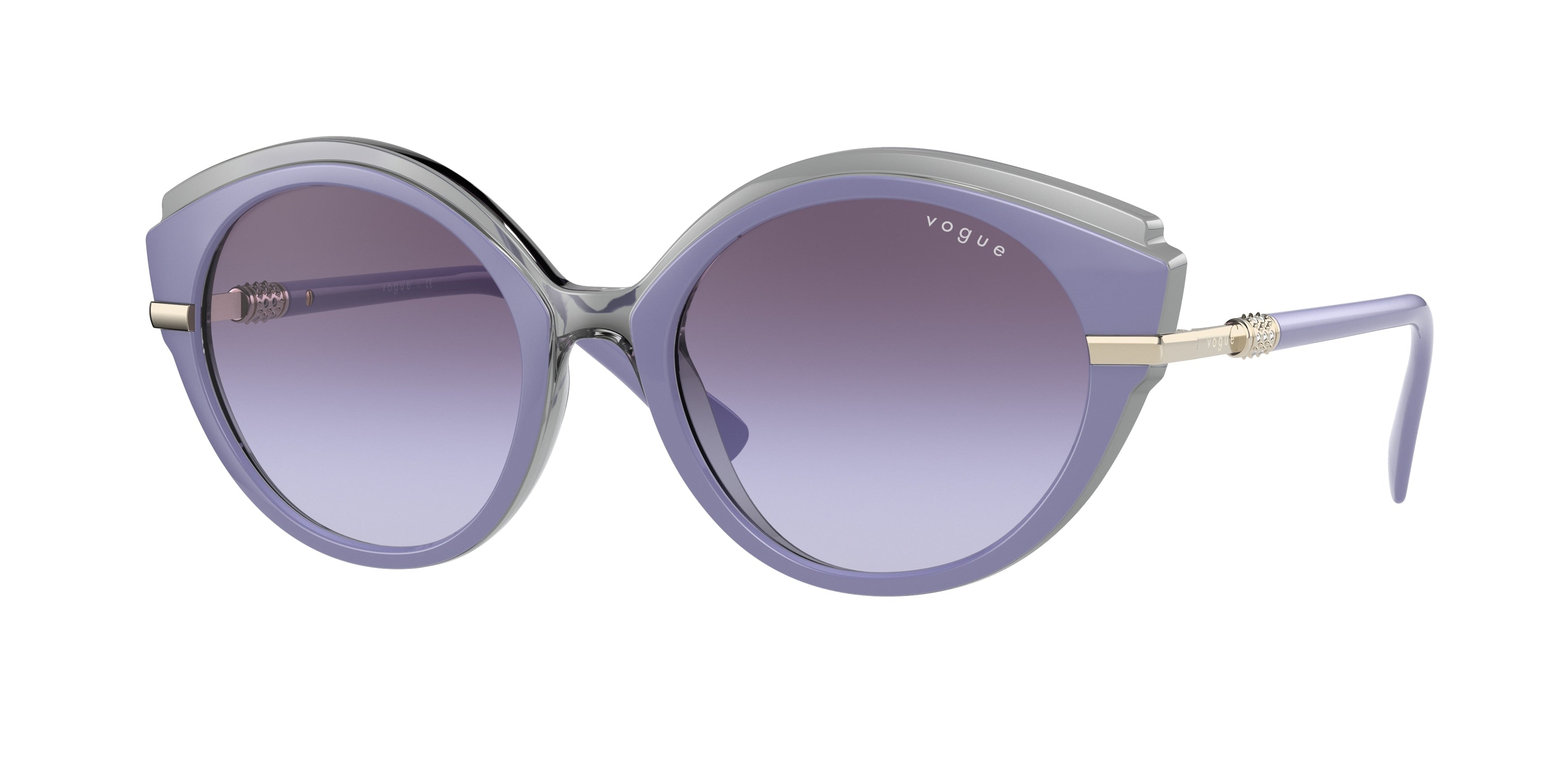 Vogue VO5385SB Oval Sunglasses  29374Q-Top Violet/Transparent Grey 53-135-19 - Color Map Violet