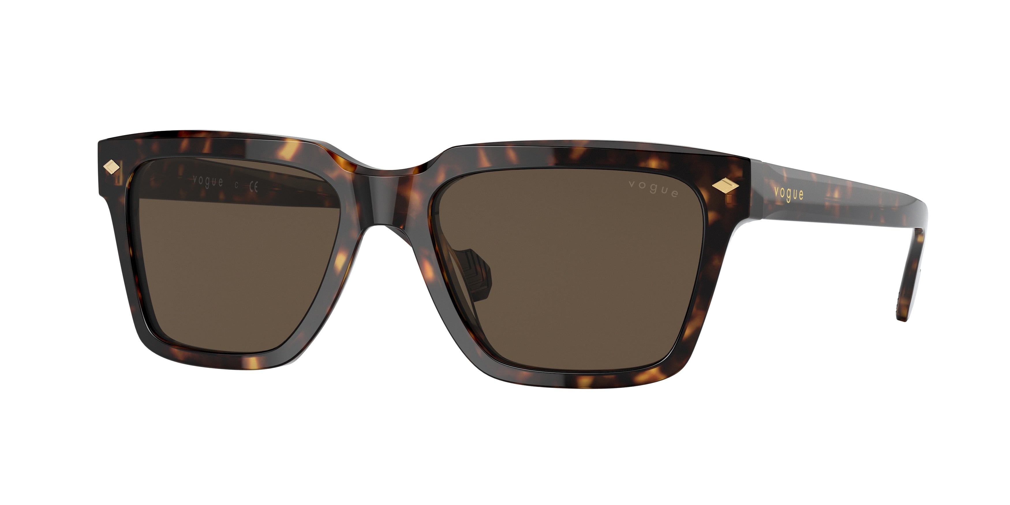 Vogue VO5404S Rectangle Sunglasses  W65673-Dark Havana 54-145-18 - Color Map Brown