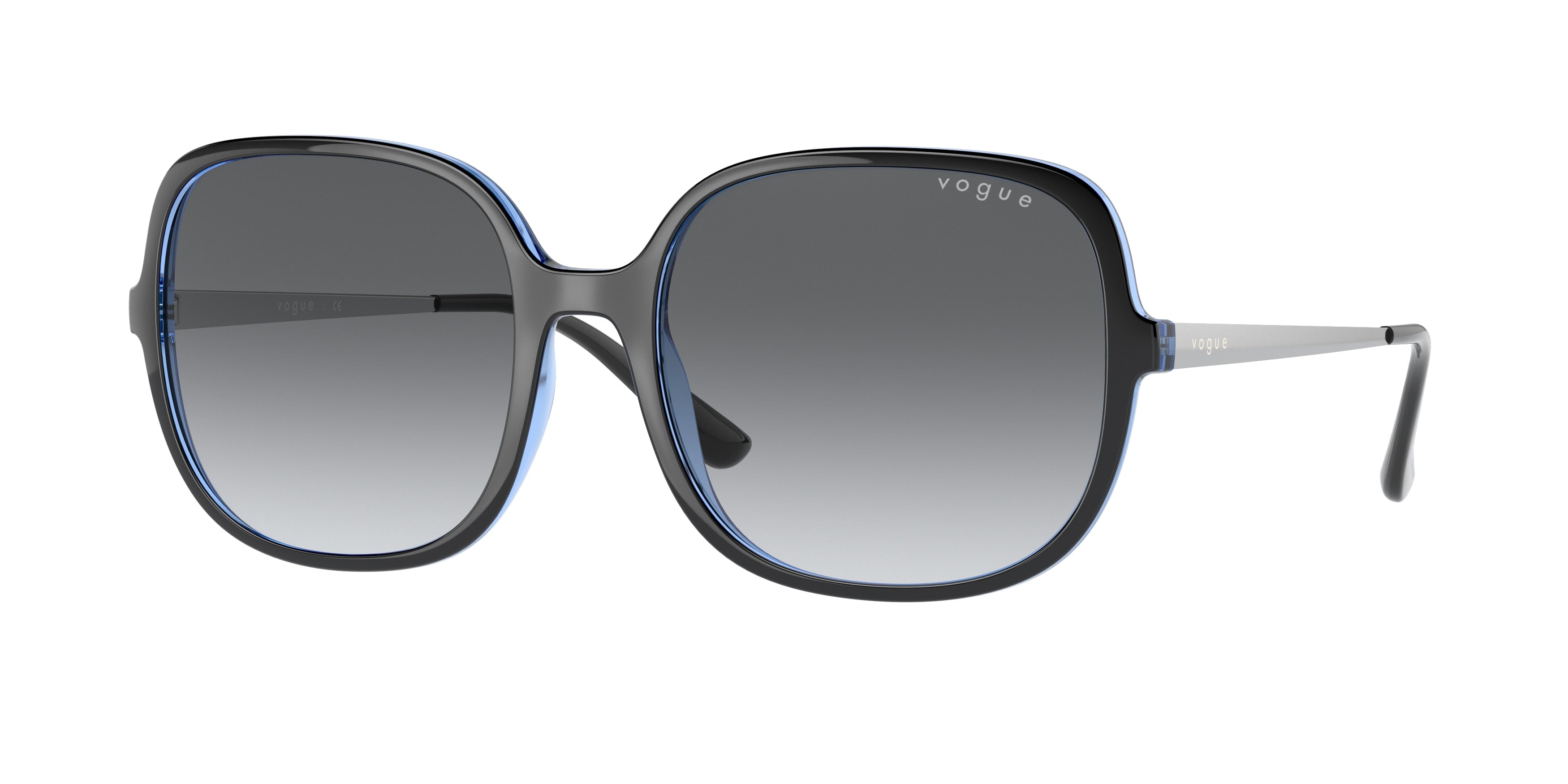 Vogue VO5405S Square Sunglasses  296511-Top Black/Rainbow Green 57-140-18 - Color Map Black