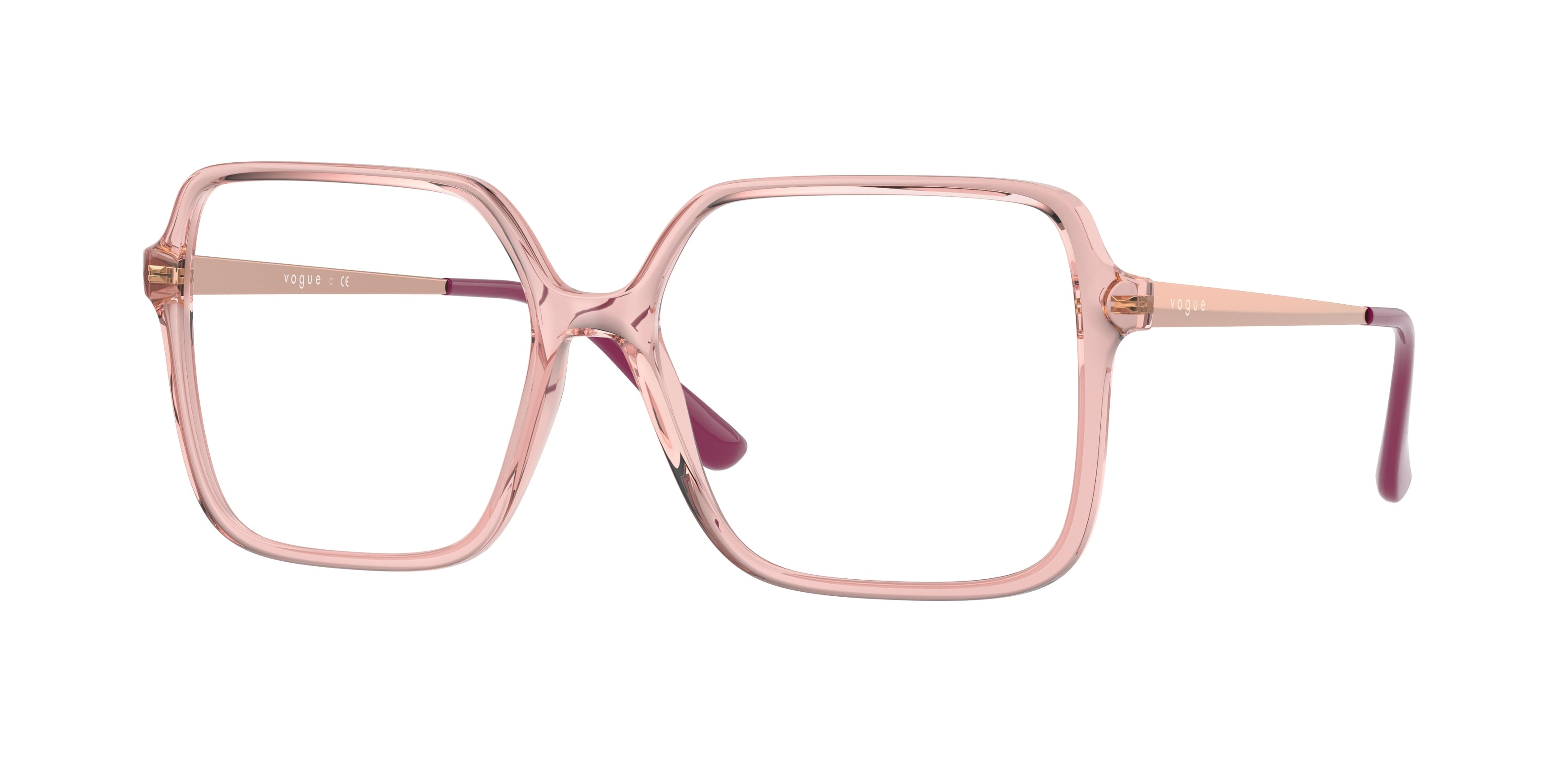 Vogue VO5406F Square Eyeglasses  2828-Transparent Pink 55-140-15 - Color Map Pink