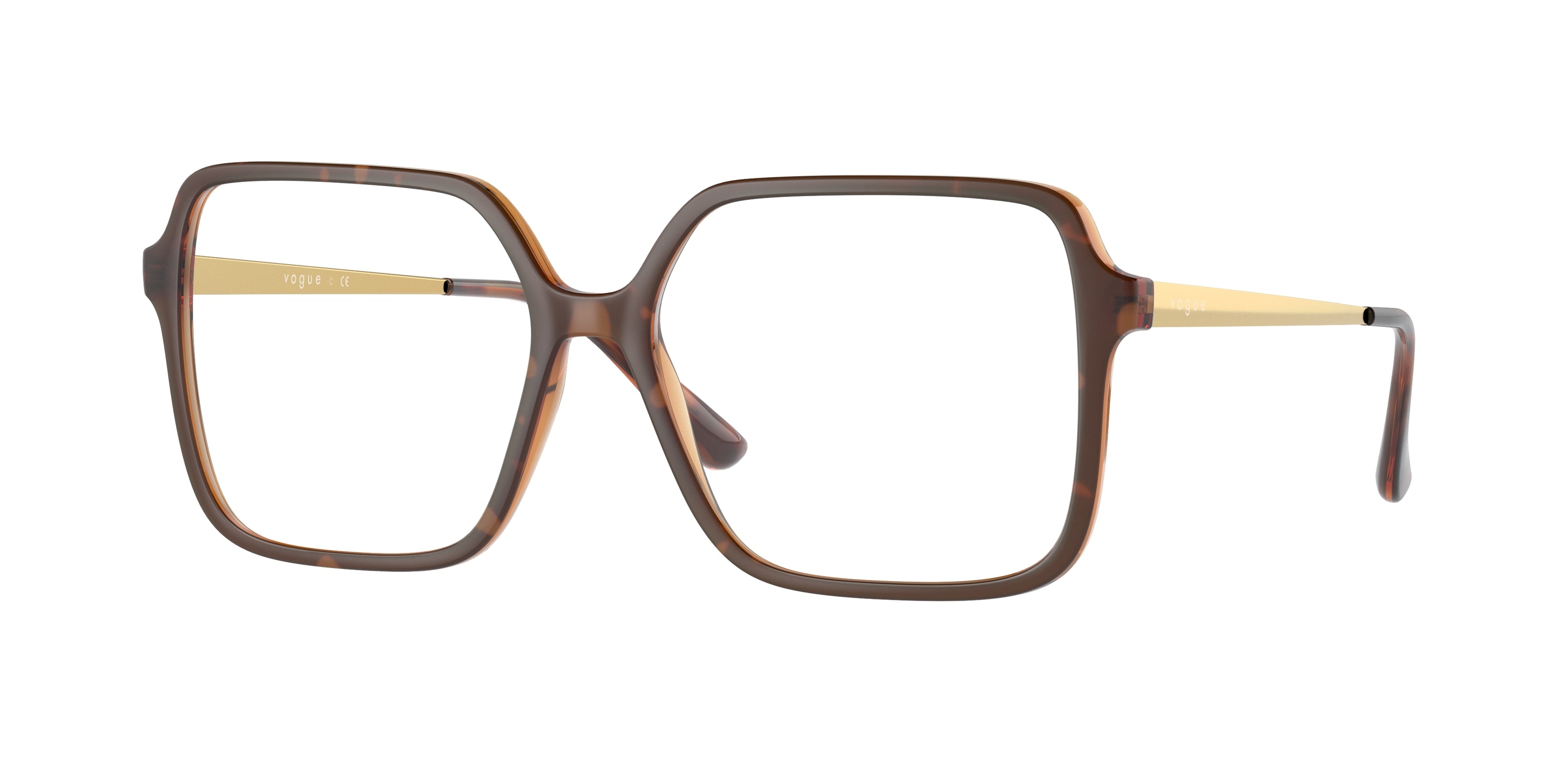 Vogue VO5406 Square Eyeglasses  2386-Top Havana/Transparent Brown 55-140-15 - Color Map Brown