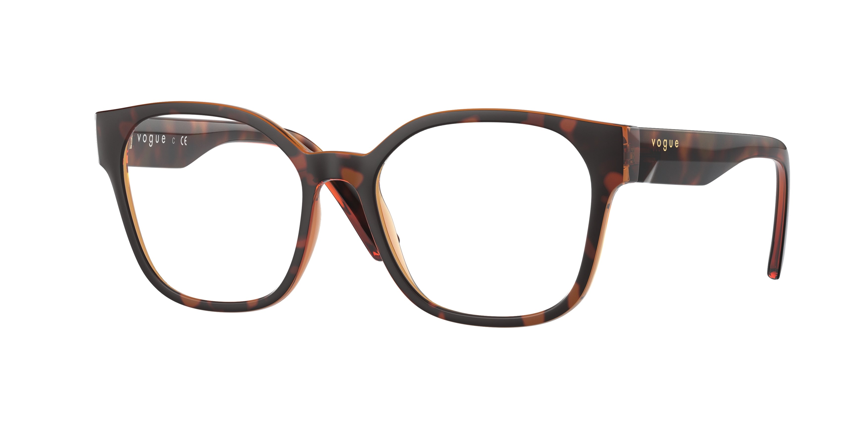 Vogue VO5407 Square Eyeglasses  2386-Top Havana/Transparent Brown 49-140-17 - Color Map Brown