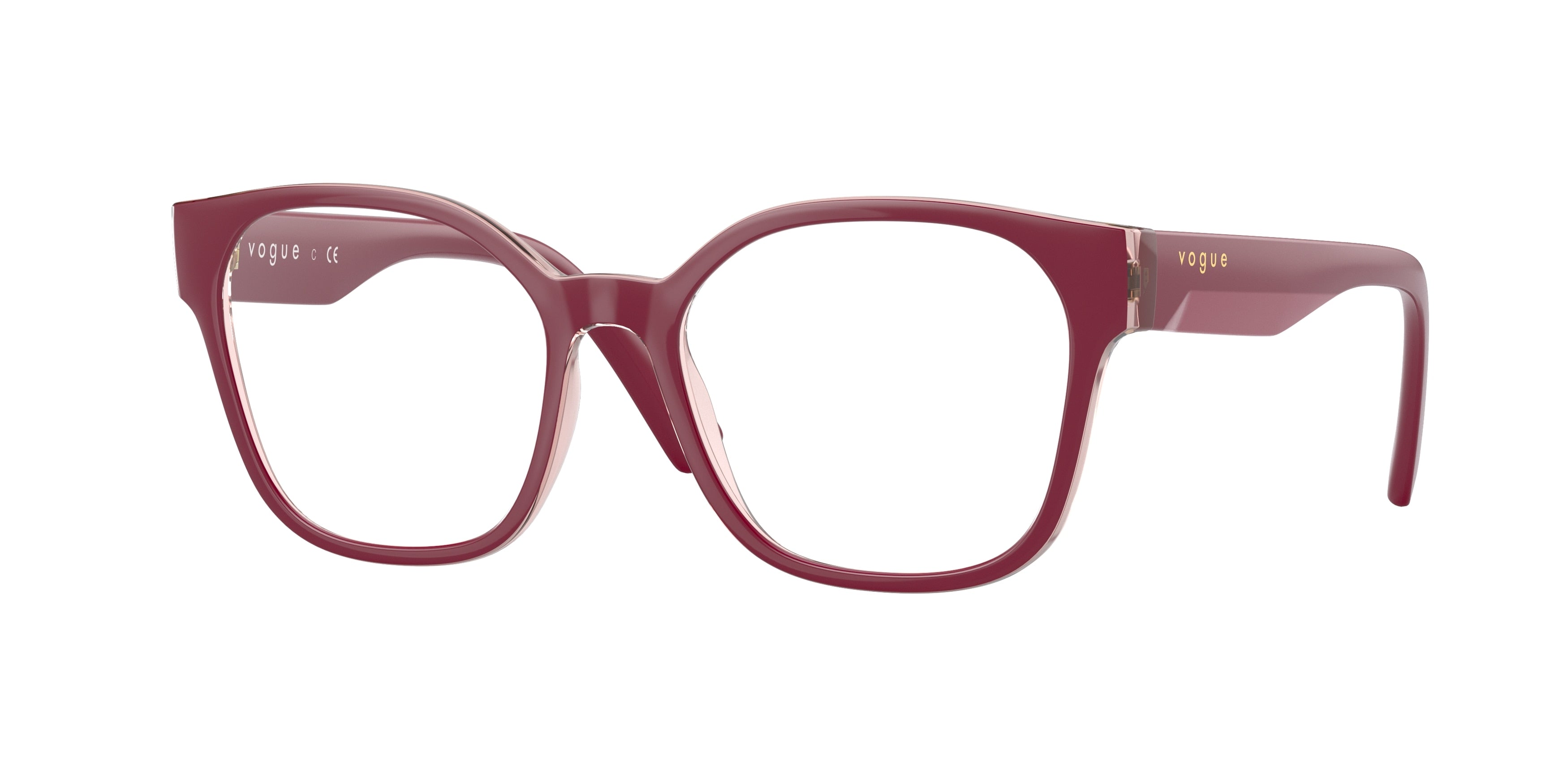 Vogue VO5407 Square Eyeglasses  2960-Top Bordeaux/Flowers Red 51-140-17 - Color Map Red