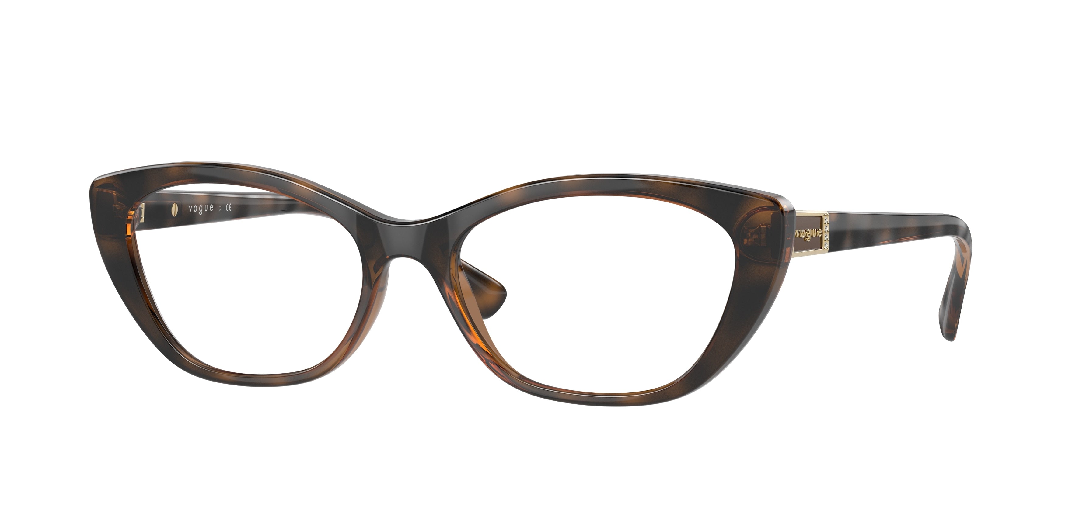 Vogue VO5425B Oval Eyeglasses  2386-Top Dark Havana/Light Brown 54-140-17 - Color Map Brown