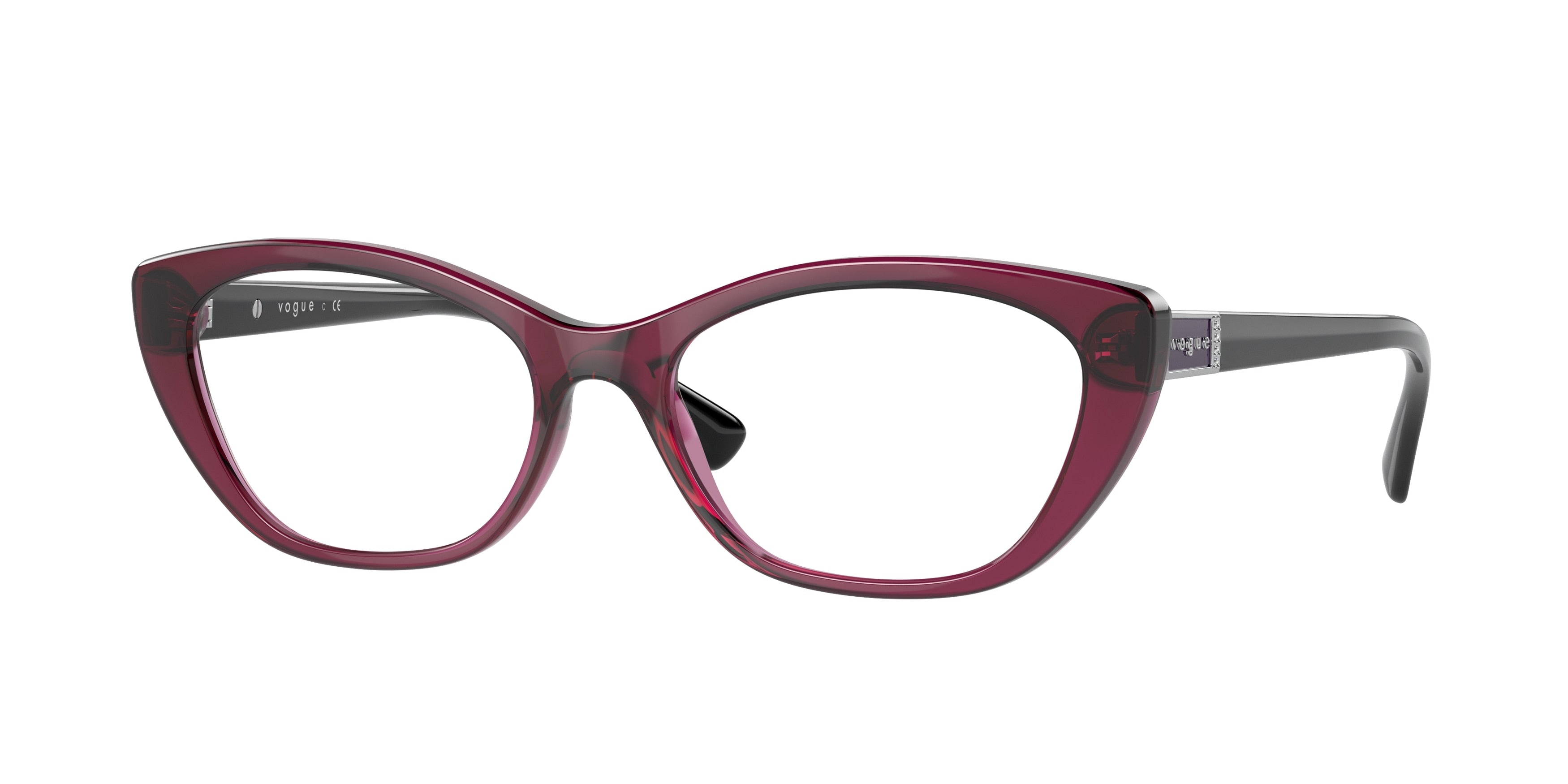 Vogue VO5425B Oval Eyeglasses  2989-Transparent Dark Cherry 54-140-17 - Color Map Red