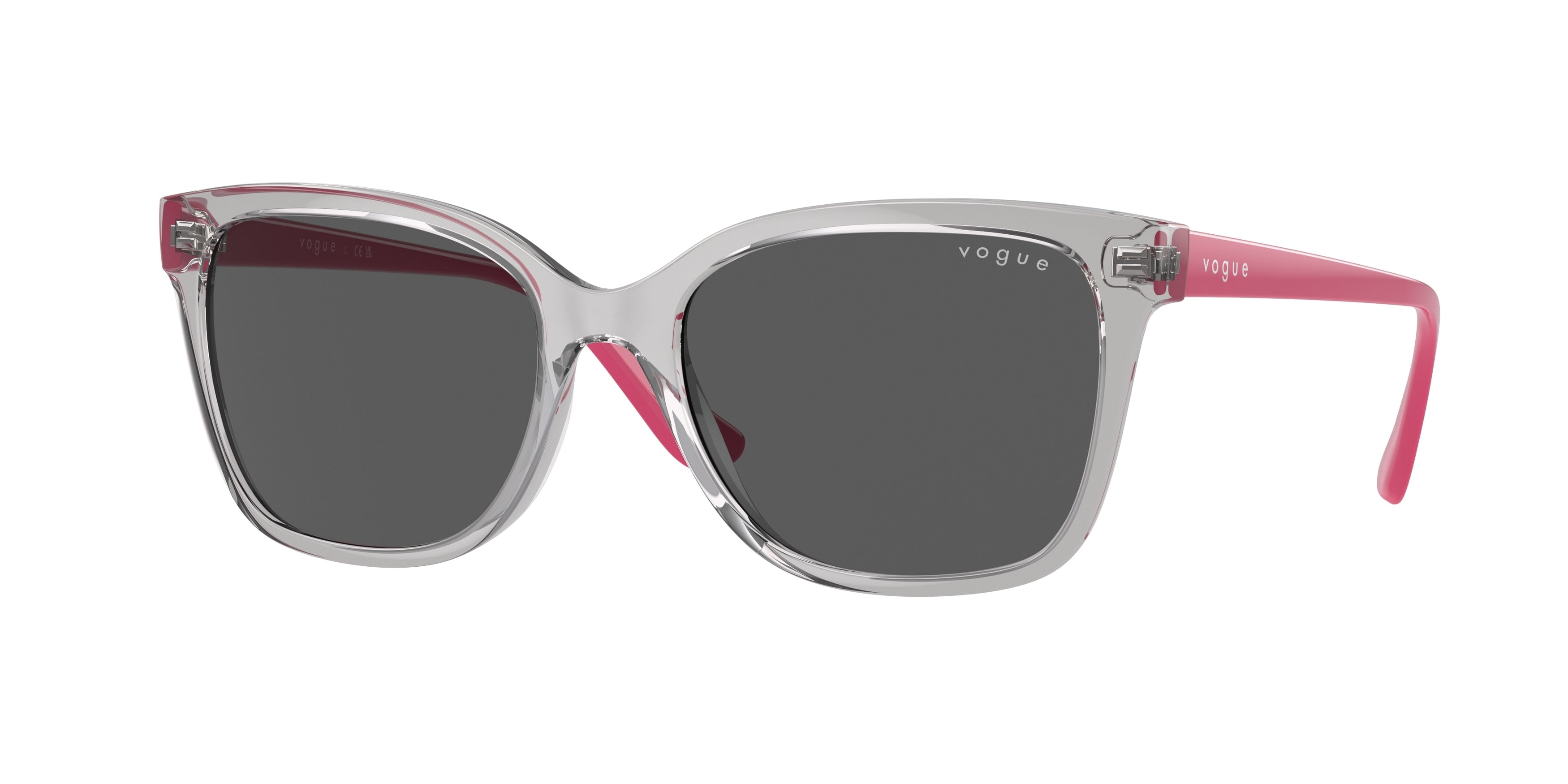 Vogue VO5426SF Rectangle Sunglasses  282087-Transparent Grey 55-140-17 - Color Map Grey