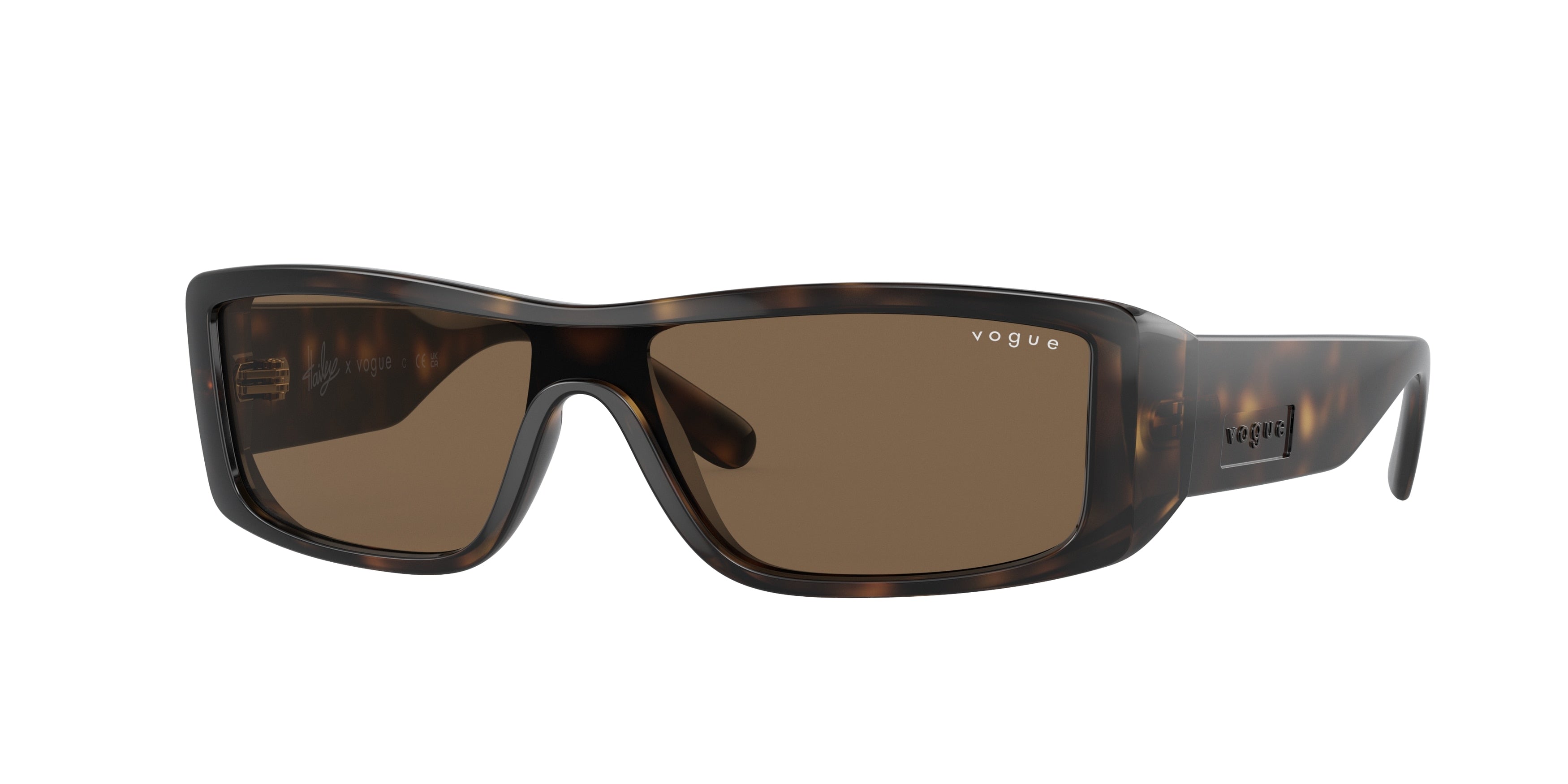 Vogue VO5442S Rectangle Sunglasses  271873-Dark Havana 22-130-122 - Color Map Brown