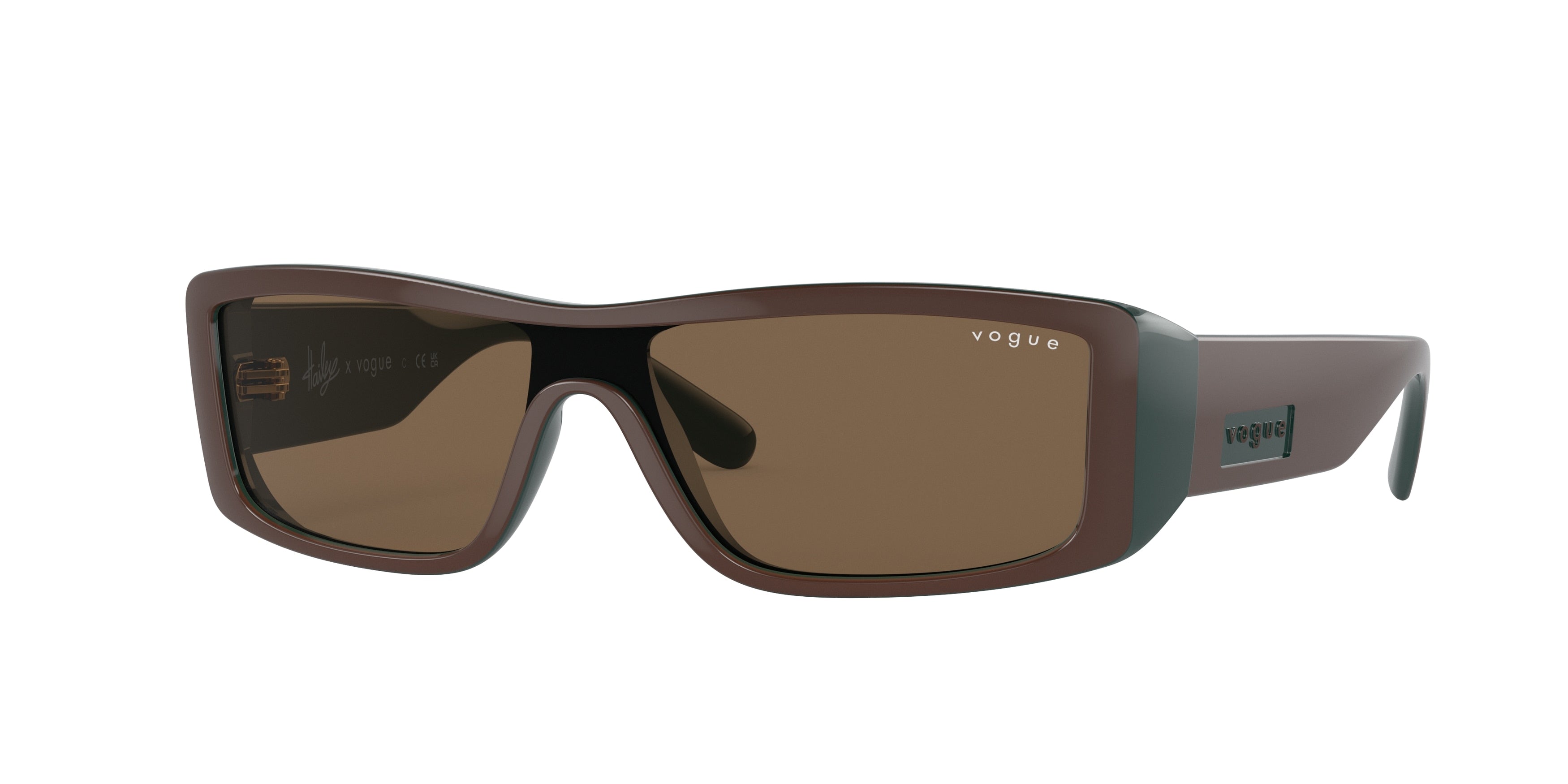 Vogue VO5442S Rectangle Sunglasses  300173-Top Brown/Green 22-130-122 - Color Map Brown