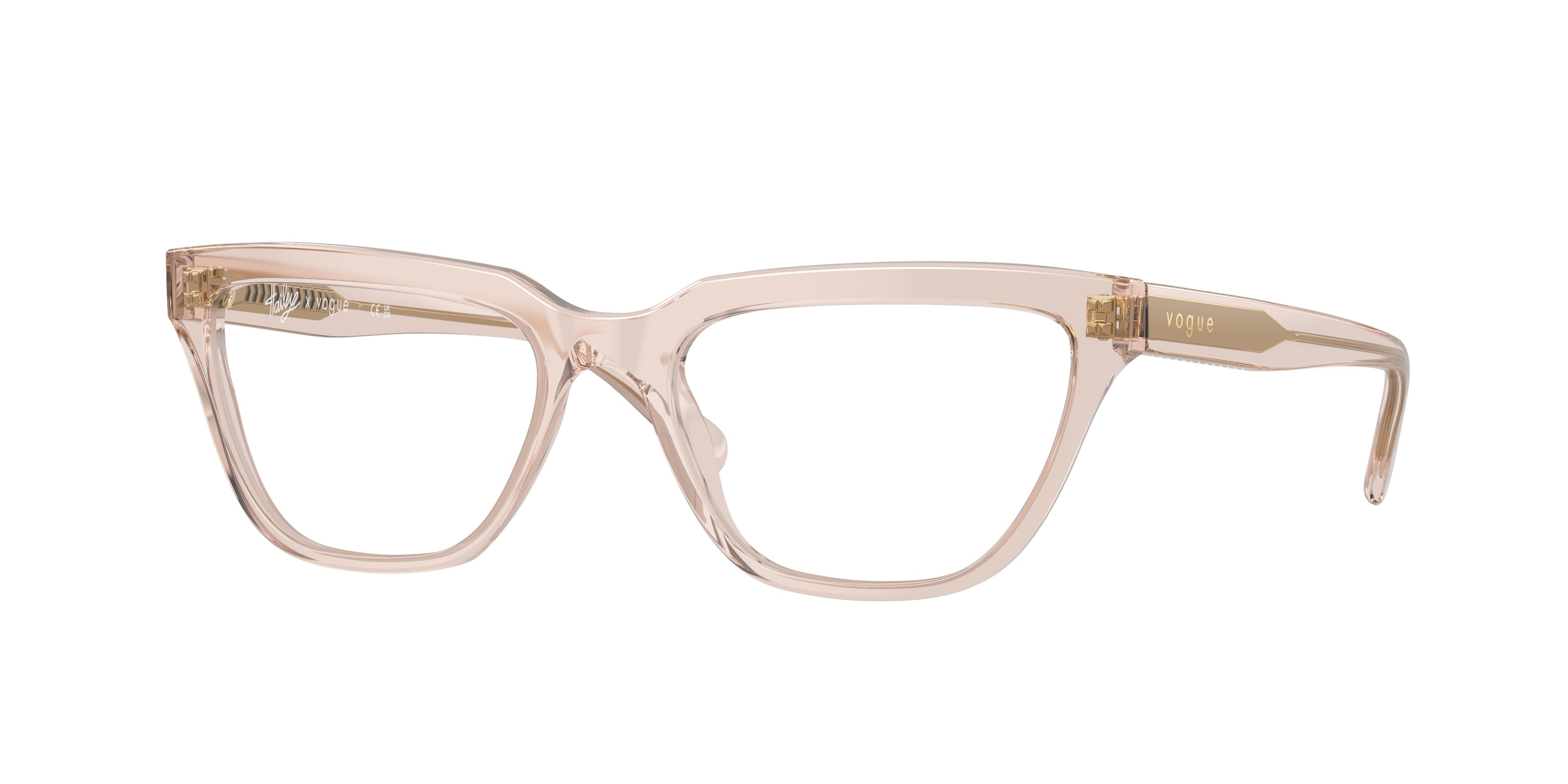 Vogue VO5443F Rectangle Eyeglasses  3007-Opal Light Peach 54-140-17 - Color Map Pink