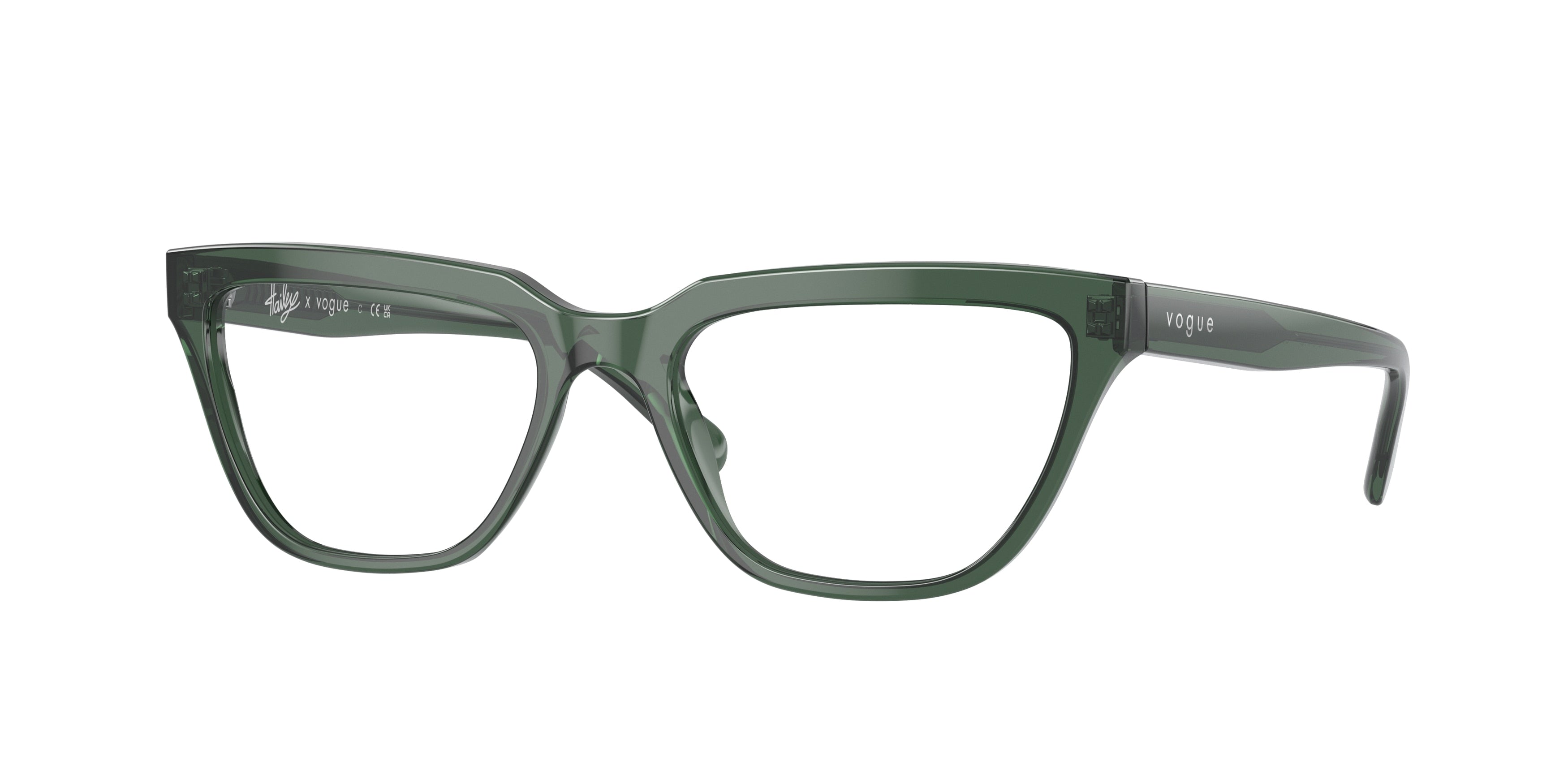 Vogue VO5443 Rectangle Eyeglasses  3004-Transparent Green 54-140-17 - Color Map Green