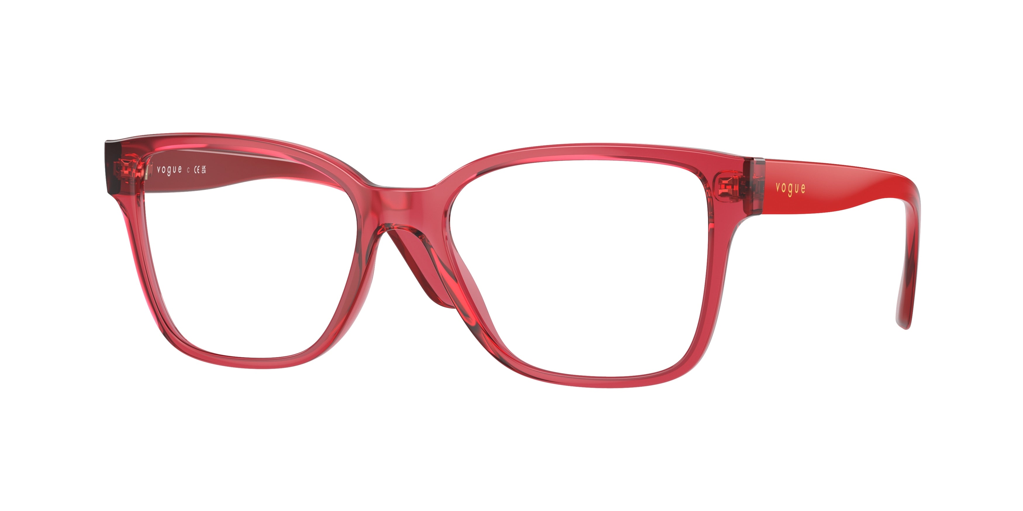 Vogue VO5452 Square Eyeglasses  3084-Transparent Red 53-140-17 - Color Map Red