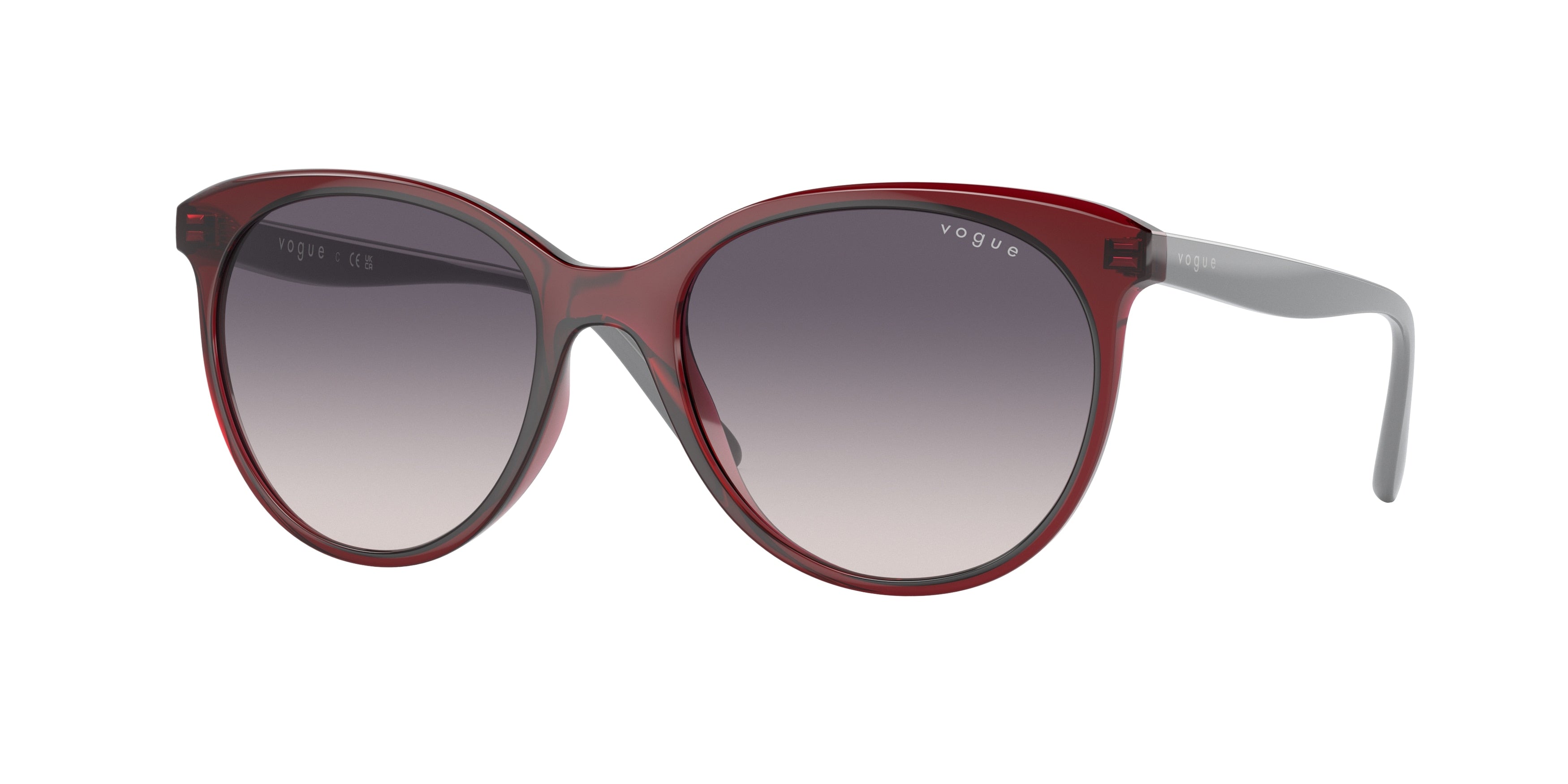 Vogue VO5453S Phantos Sunglasses  292436-Transparent Bordeaux 53-140-18 - Color Map Red