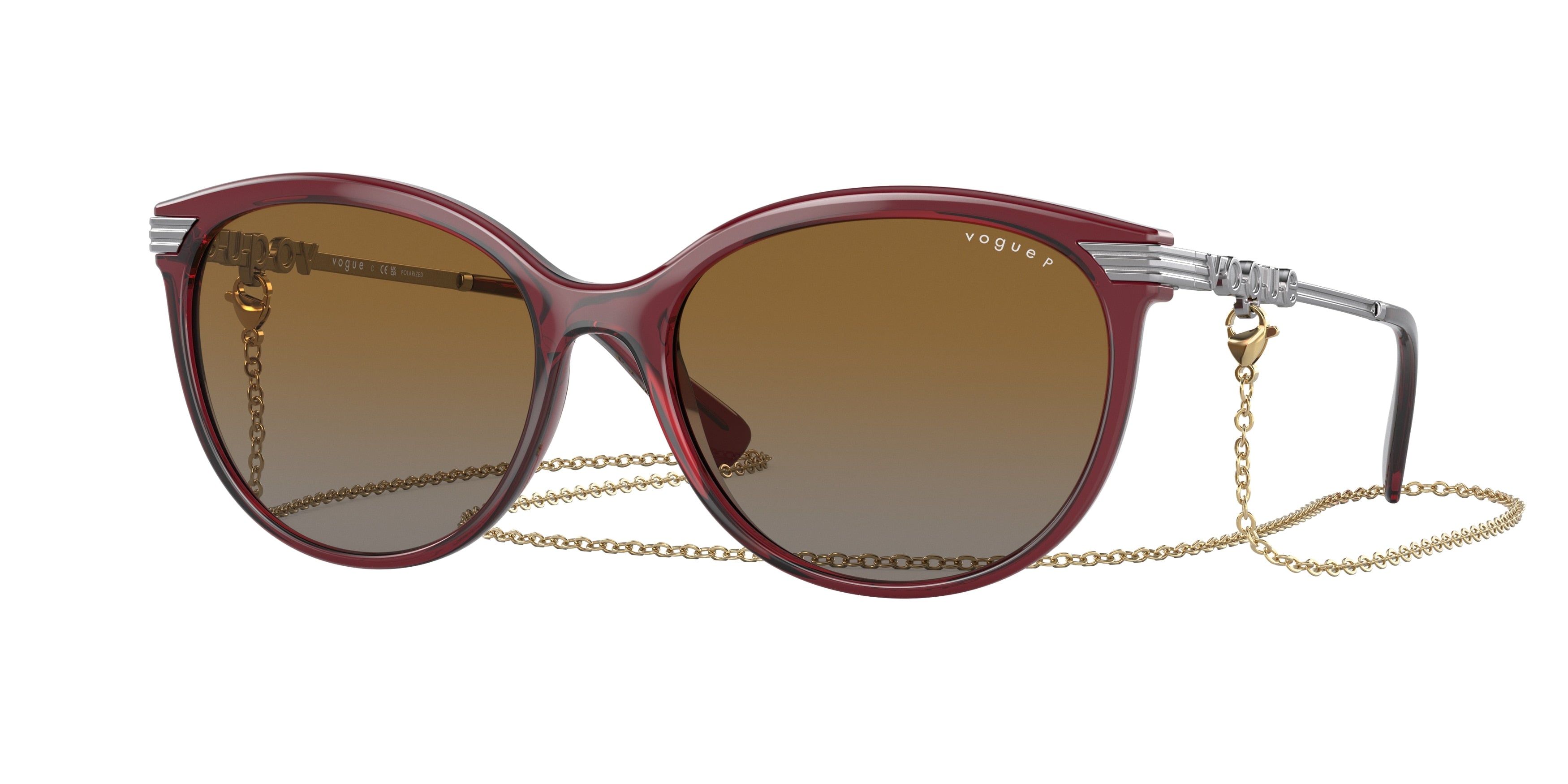 Vogue VO5460S Irregular Sunglasses  2339T5-Transparent Opal Dark Red 56-135-17 - Color Map Red