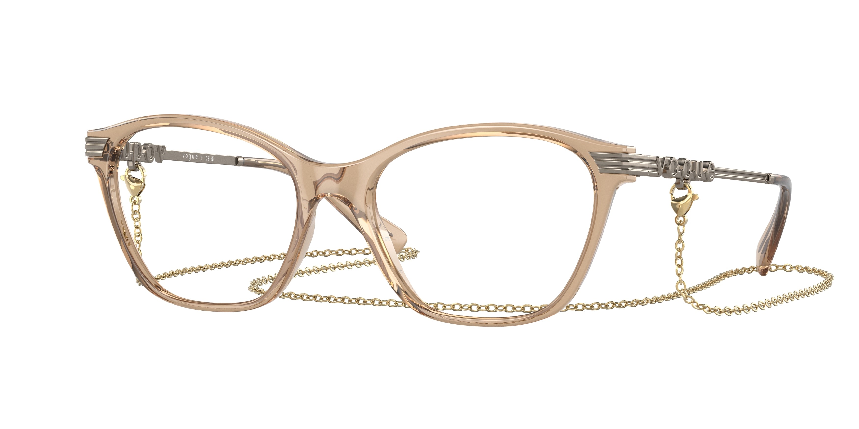 Vogue VO5461 Cat Eye Eyeglasses  2826-Transparent Caramel 53-135-17 - Color Map Brown