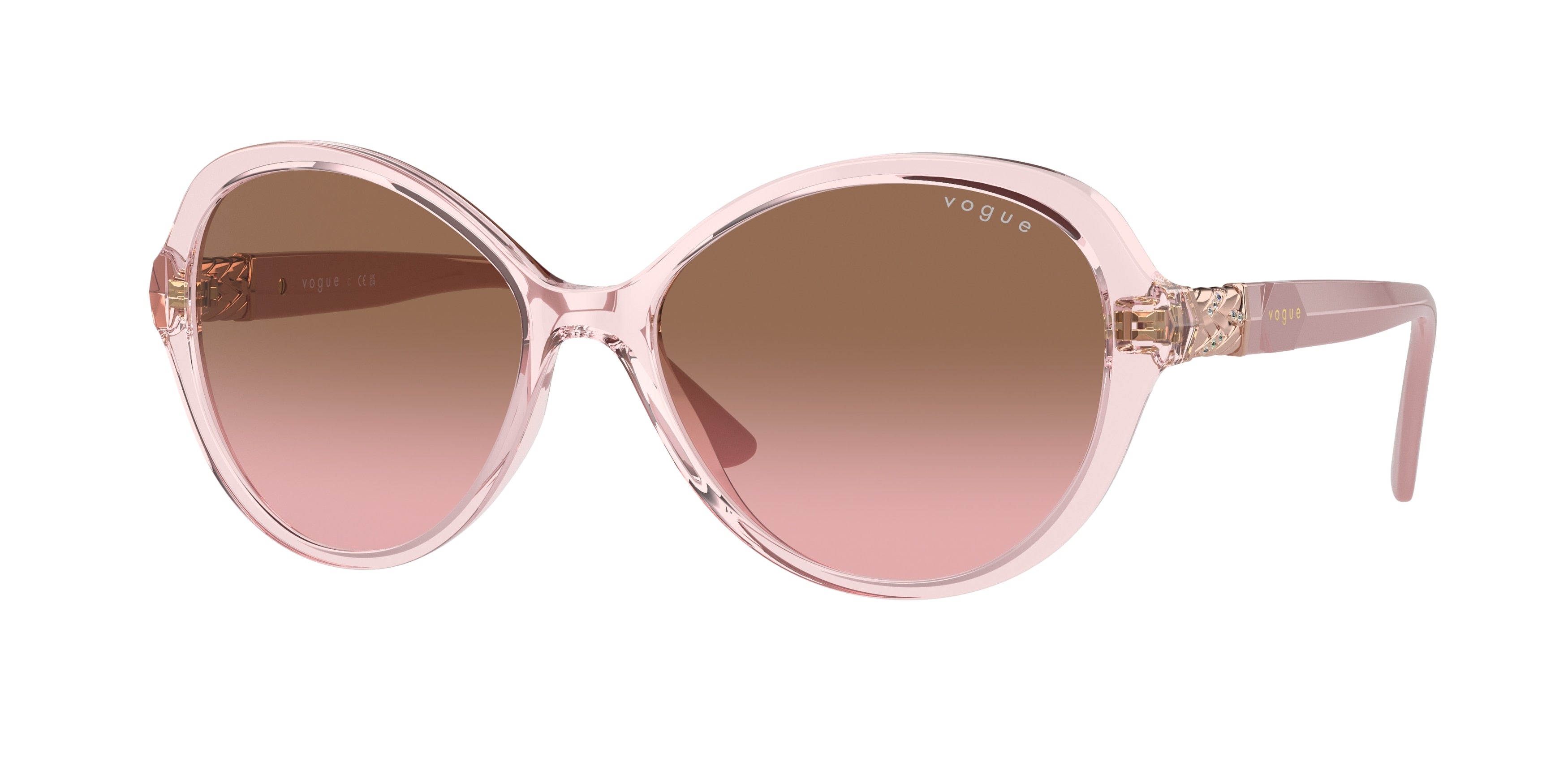 Vogue VO5475SB Butterfly Sunglasses  276314-Transparent Pink 57-140-16 - Color Map Pink