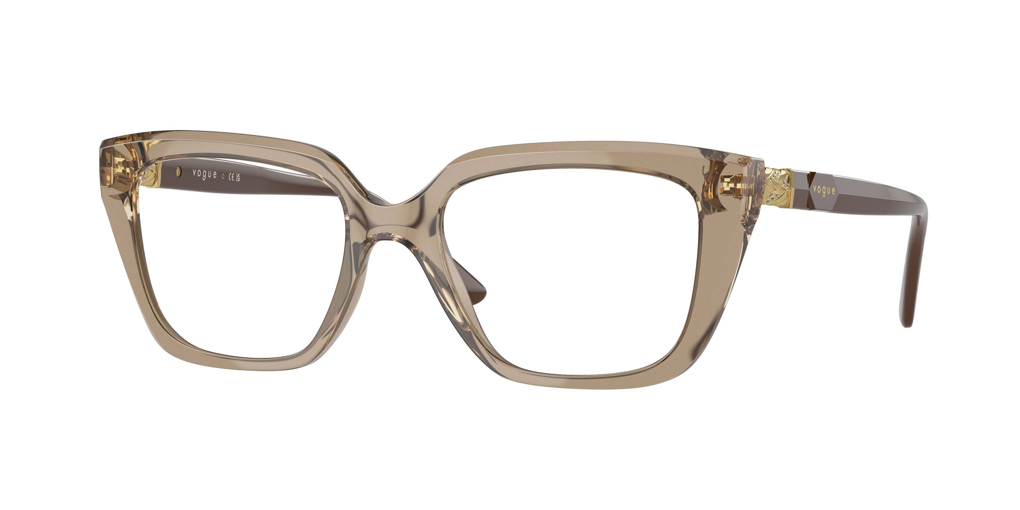 Vogue VO5477B Rectangle Eyeglasses  2940-Transparent Brown 52-140-18 - Color Map Brown