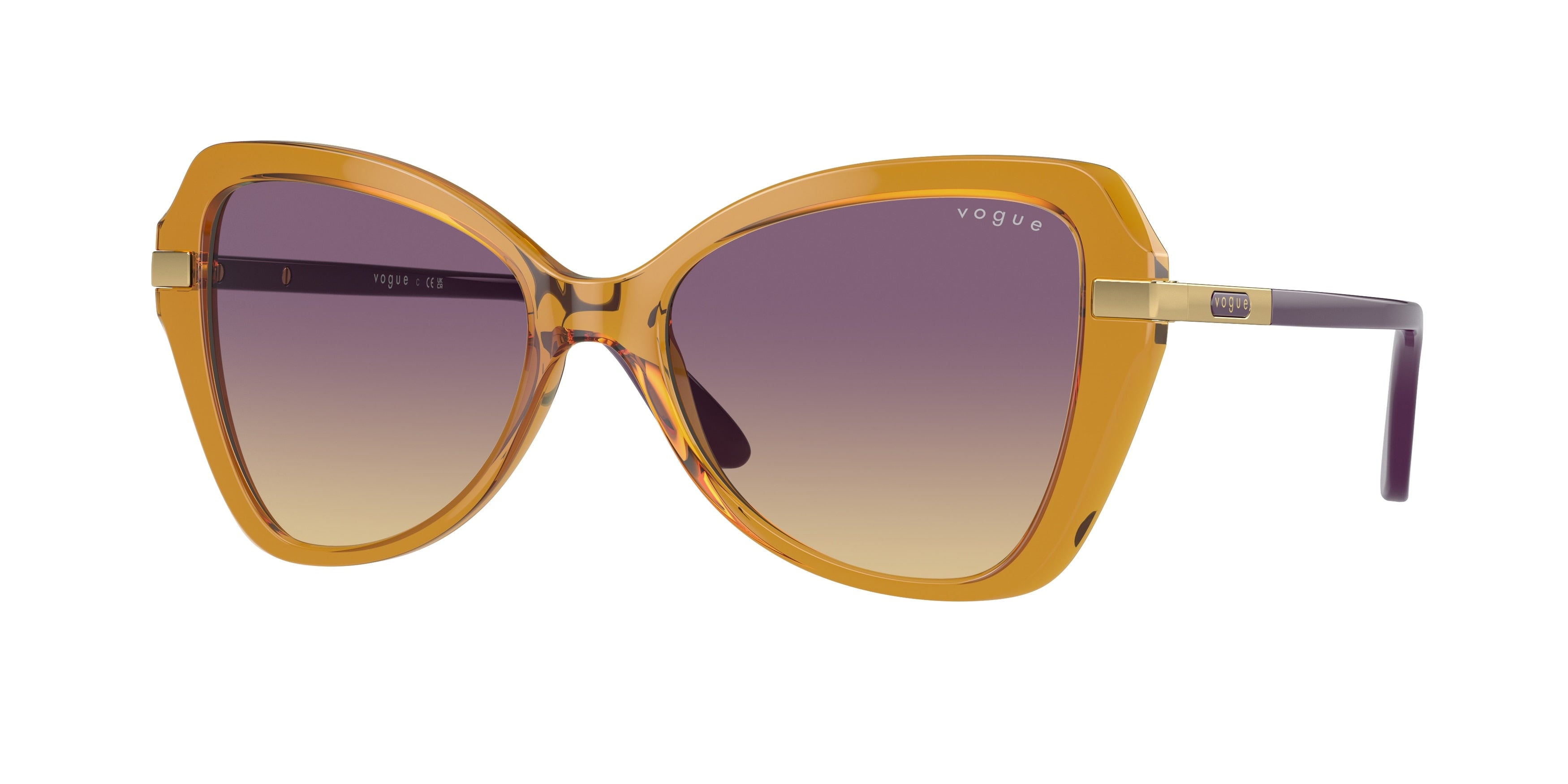 Vogue VO5479S Butterfly Sunglasses  305470-Transparent Honey Yellow 53-140-17 - Color Map Yellow