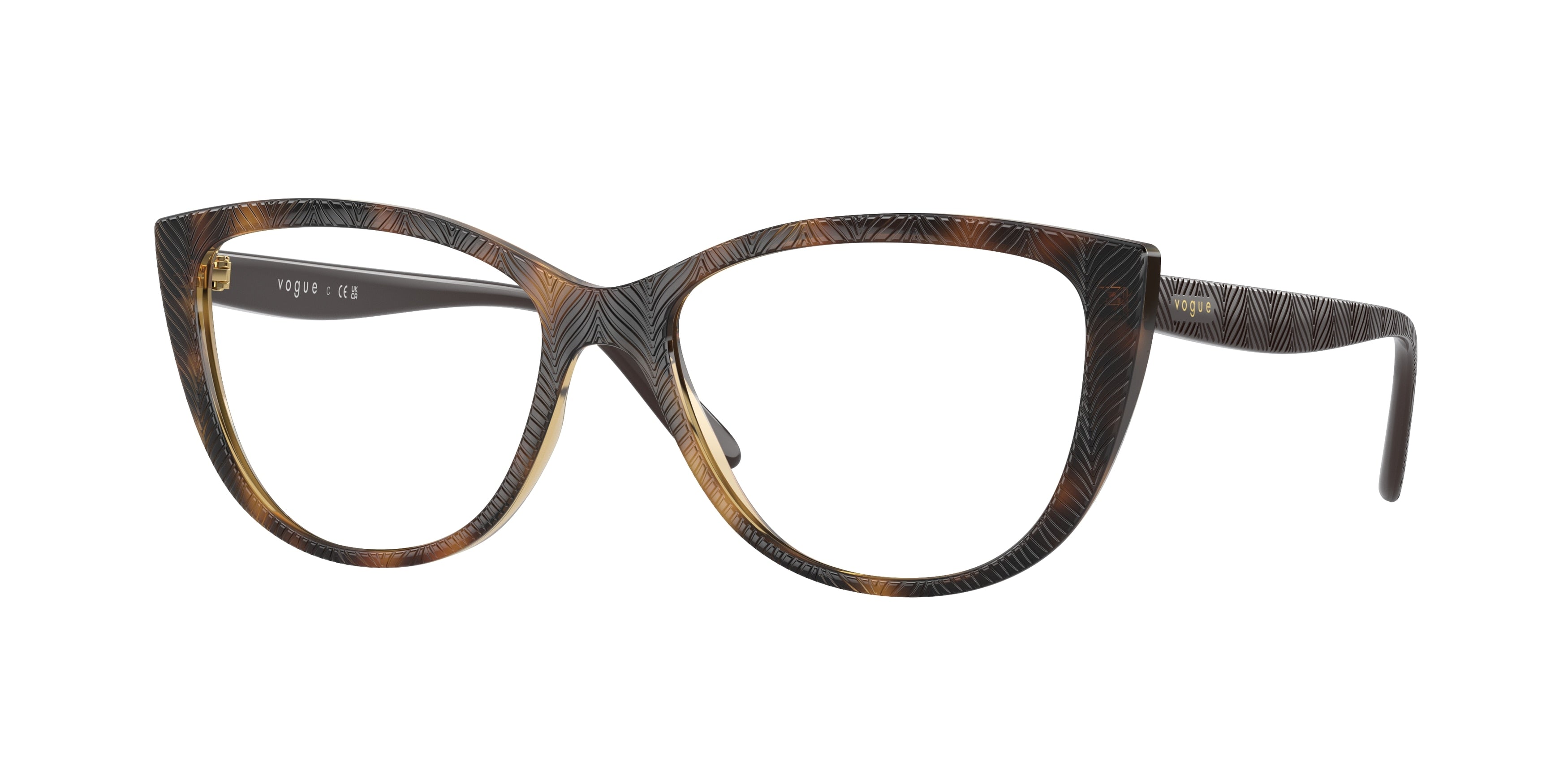 Vogue VO5485 Cat Eye Eyeglasses  W656-Dark Havana 54-140-16 - Color Map Brown
