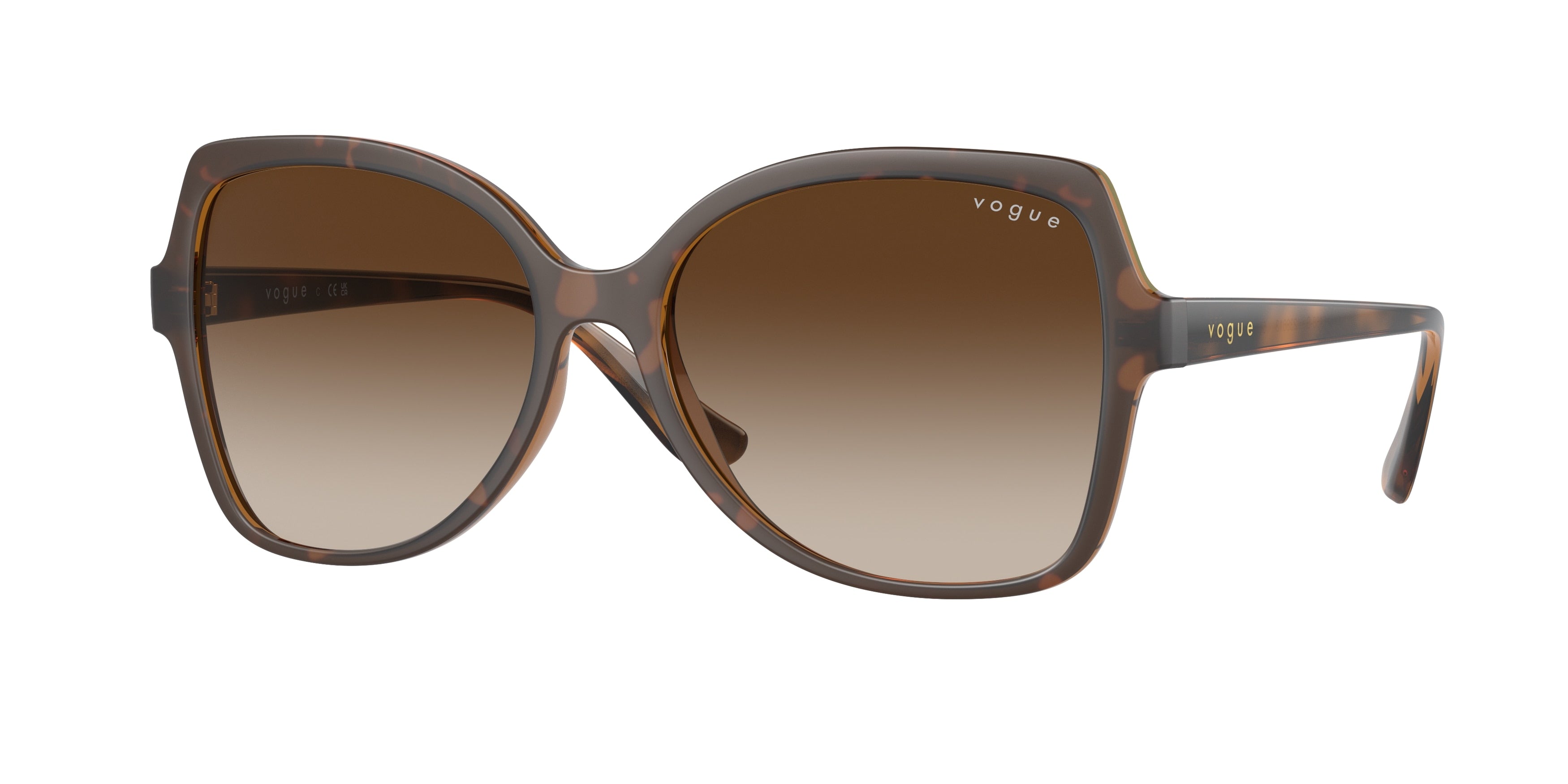 Vogue VO5488S Butterfly Sunglasses  238613-Top Havana/Transparent Brown 56-140-16 - Color Map Brown