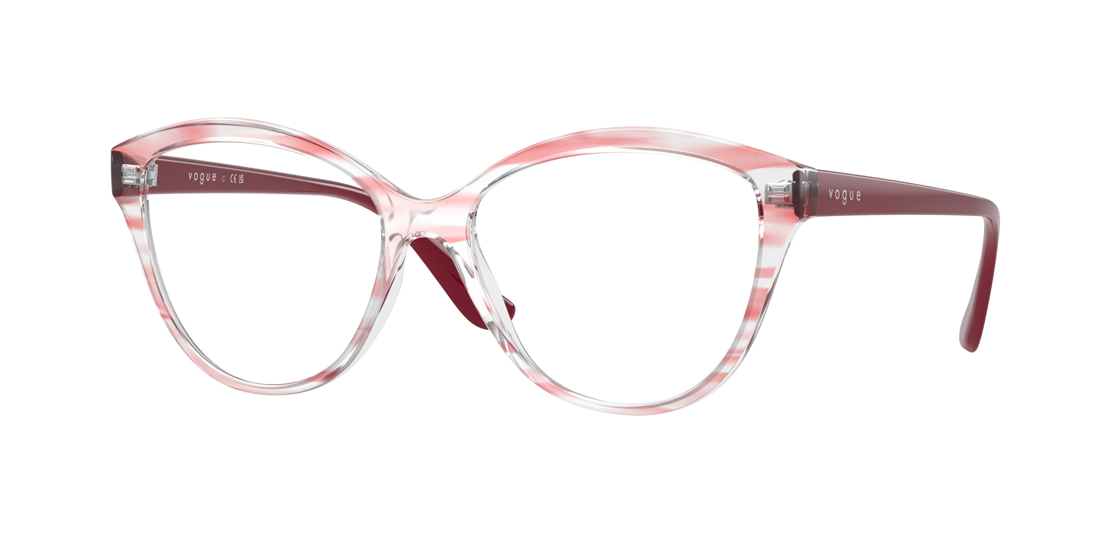 Vogue VO5489 Phantos Eyeglasses  3059-Top Texture Red/Transparent 54-140-16 - Color Map Red