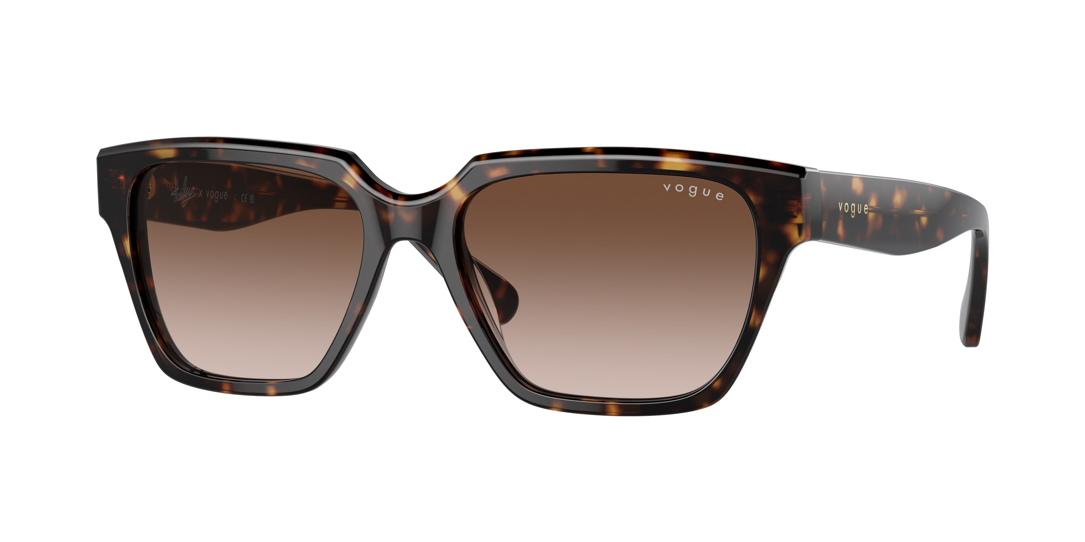 Vogue VO5512S Rectangle Sunglasses  W65613-Dark Havana 55-140-17 - Color Map Brown