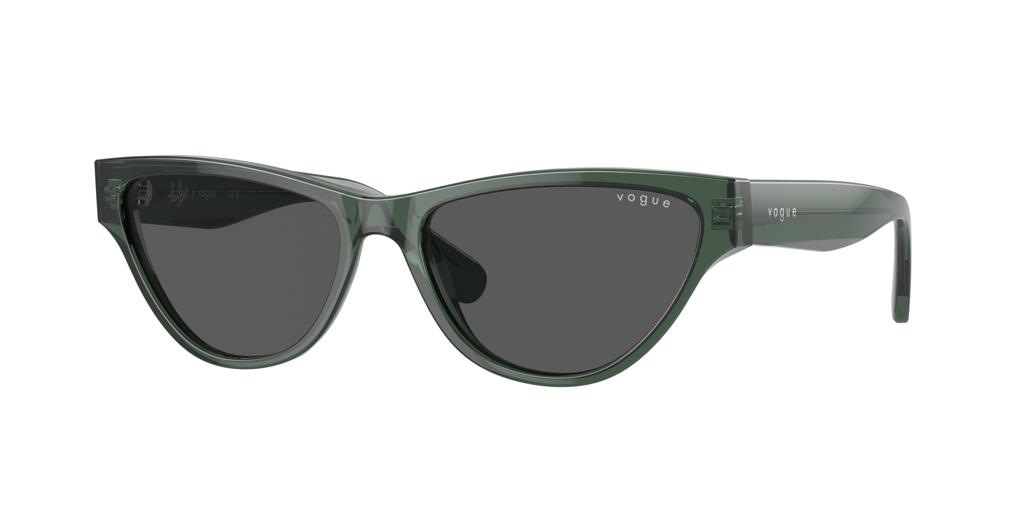 Vogue VO5513S Cat Eye Sunglasses  300487-Transparent Dark Green 55-140-16 - Color Map Green