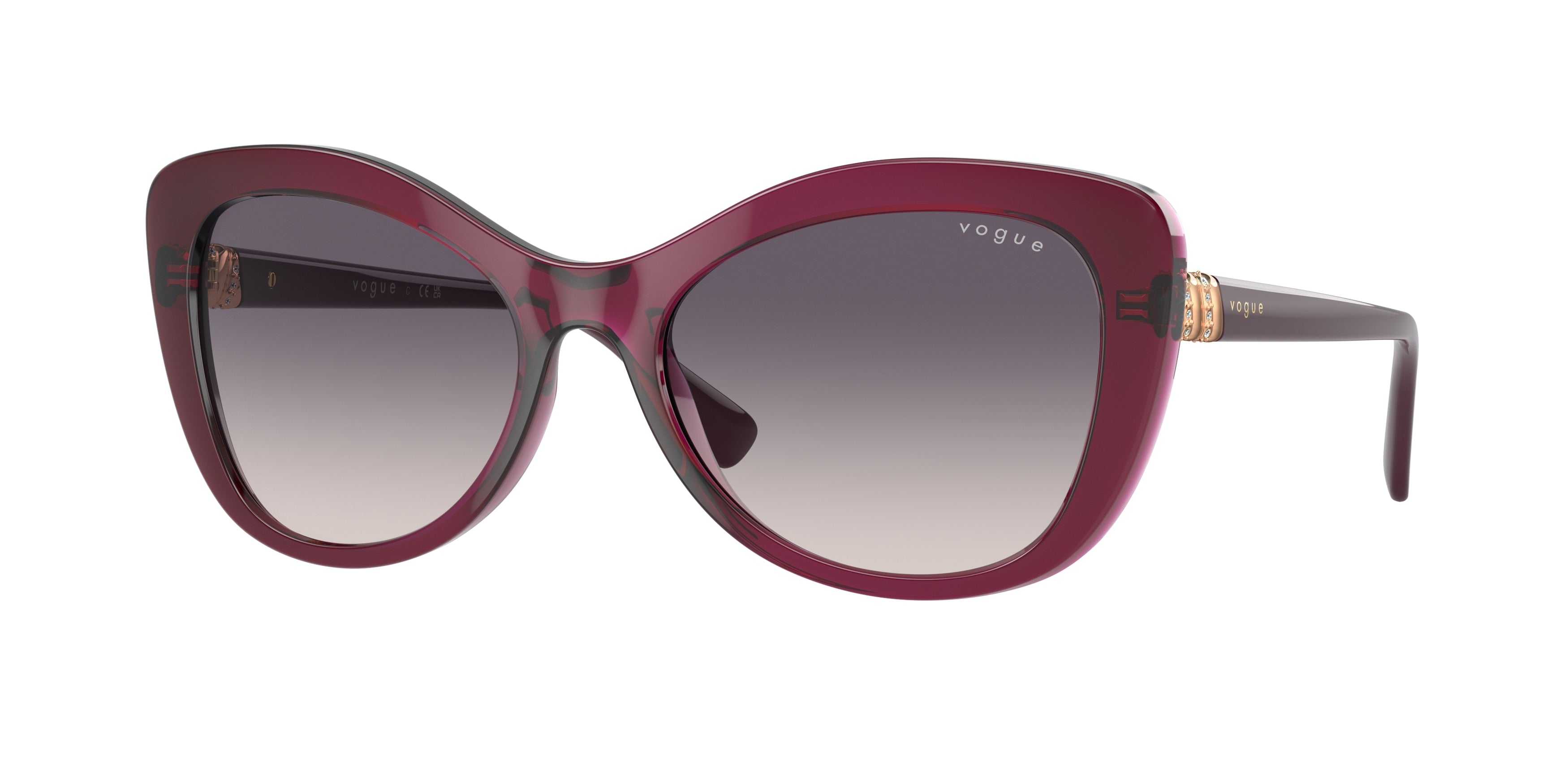 Vogue VO5515SB Butterfly Sunglasses  298936-Transparent Cherry 55-140-18 - Color Map Red