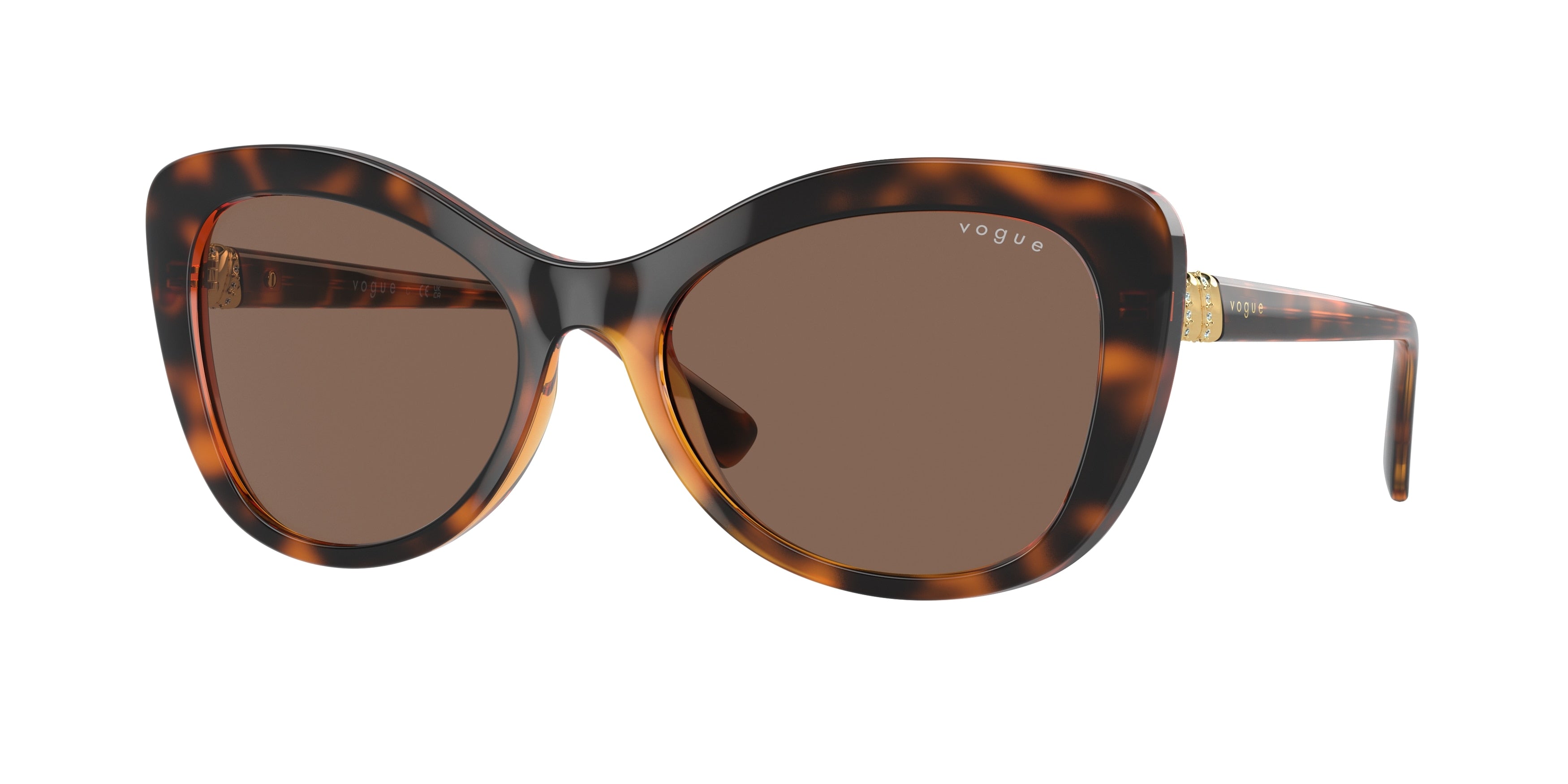 Vogue VO5515SB Butterfly Sunglasses  W65673-Dark Havana 55-140-18 - Color Map Brown