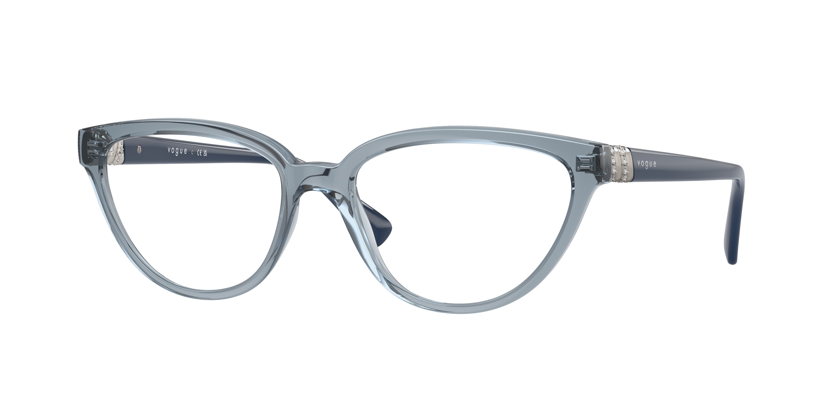 Vogue VO5517B Cat Eye Eyeglasses  2966-Transparent Azure 54-140-17 - Color Map Blue