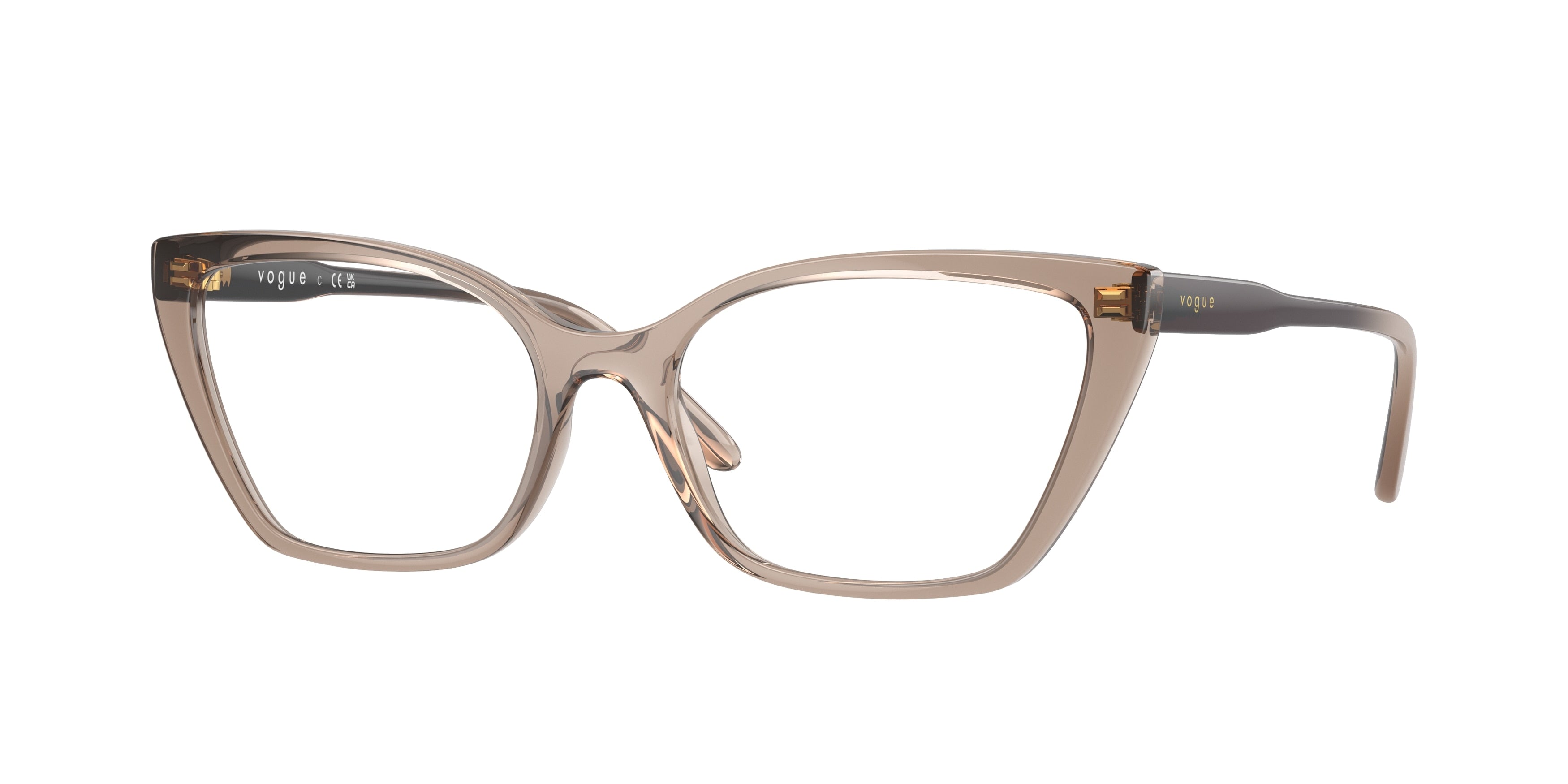 Vogue VO5519 Cat Eye Eyeglasses  2940-Transparent Caramel 54-140-17 - Color Map Brown