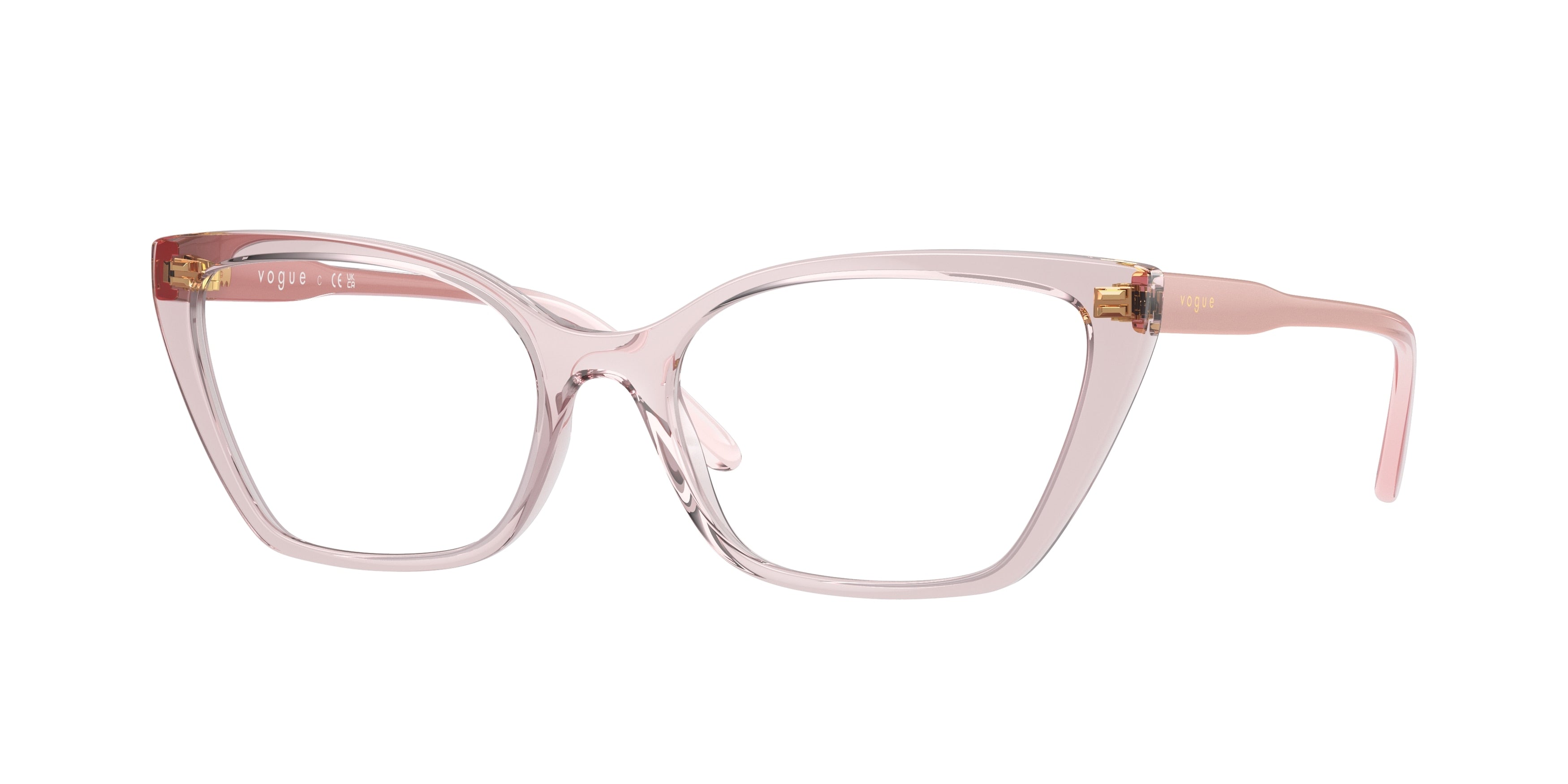 Vogue VO5519 Cat Eye Eyeglasses  2942-Transparent Pink 54-140-17 - Color Map Pink